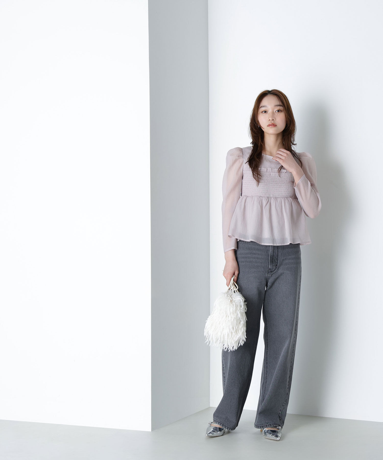  「ペプラムシャーリングブラウス」|シャツ・ブラウス|