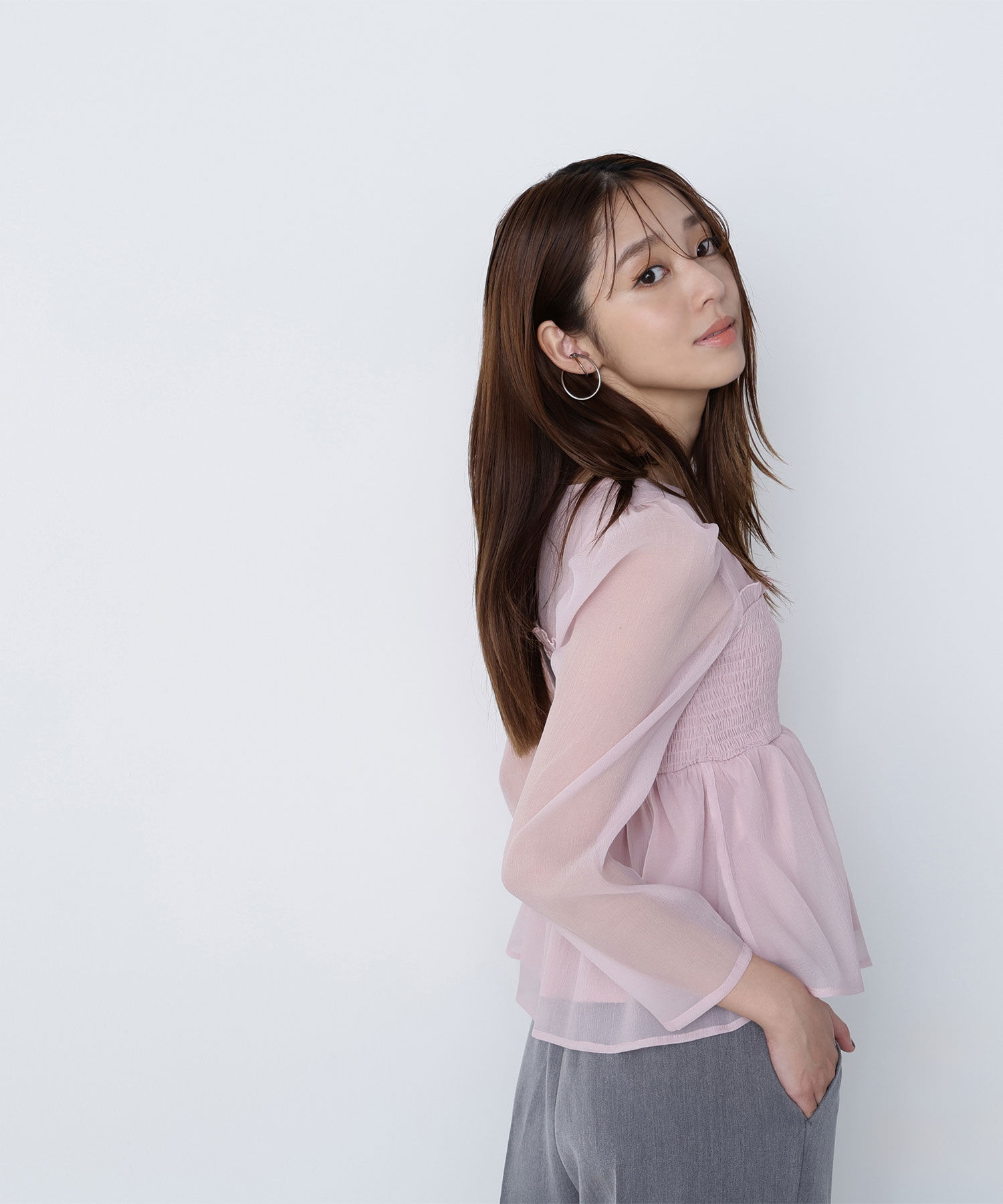  「ペプラムシャーリングブラウス」|シャツ・ブラウス|