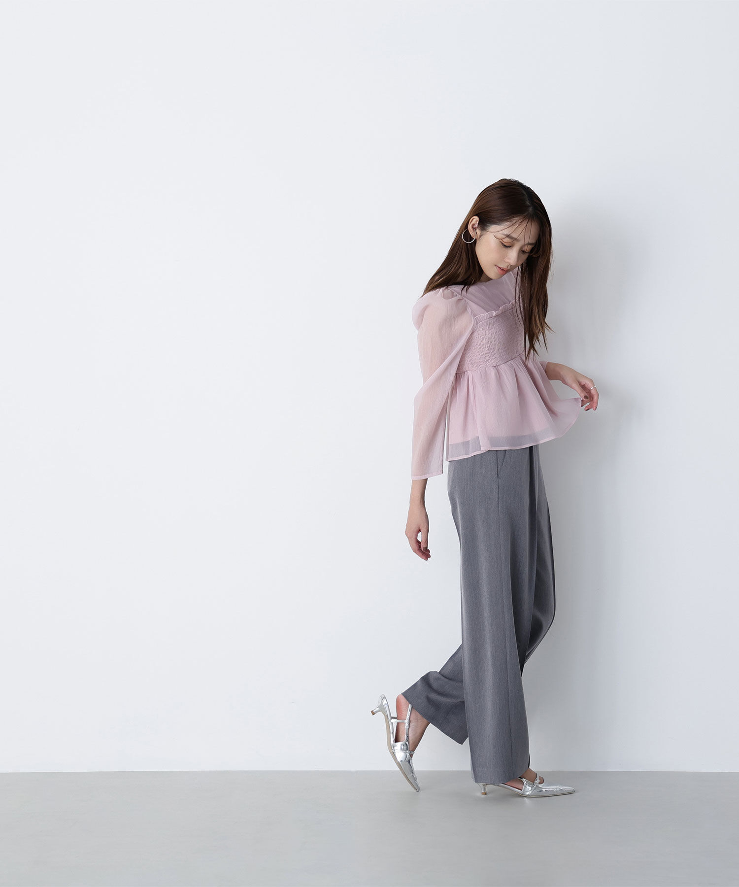  「ペプラムシャーリングブラウス」|シャツ・ブラウス|