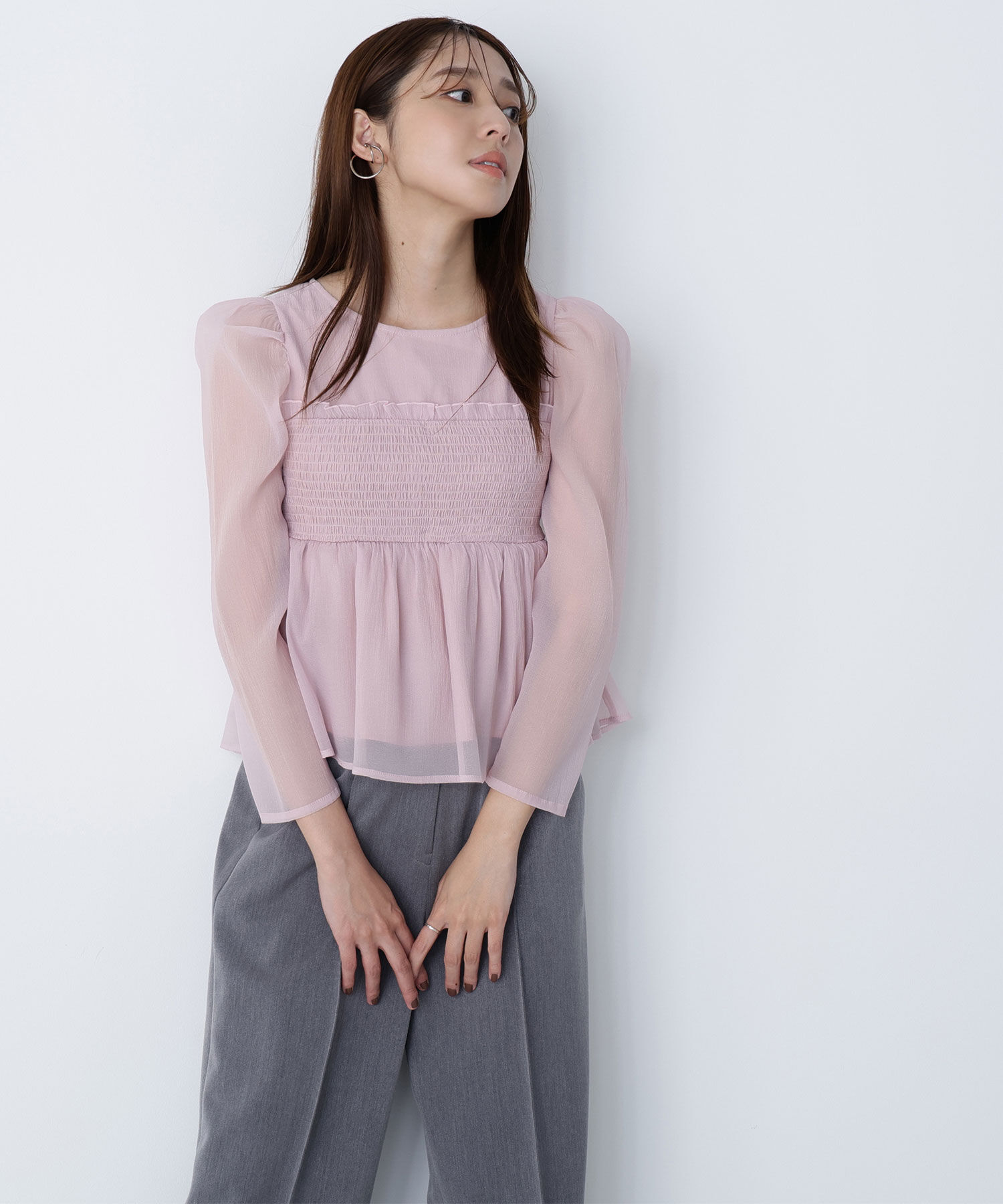  「ペプラムシャーリングブラウス」|シャツ・ブラウス|