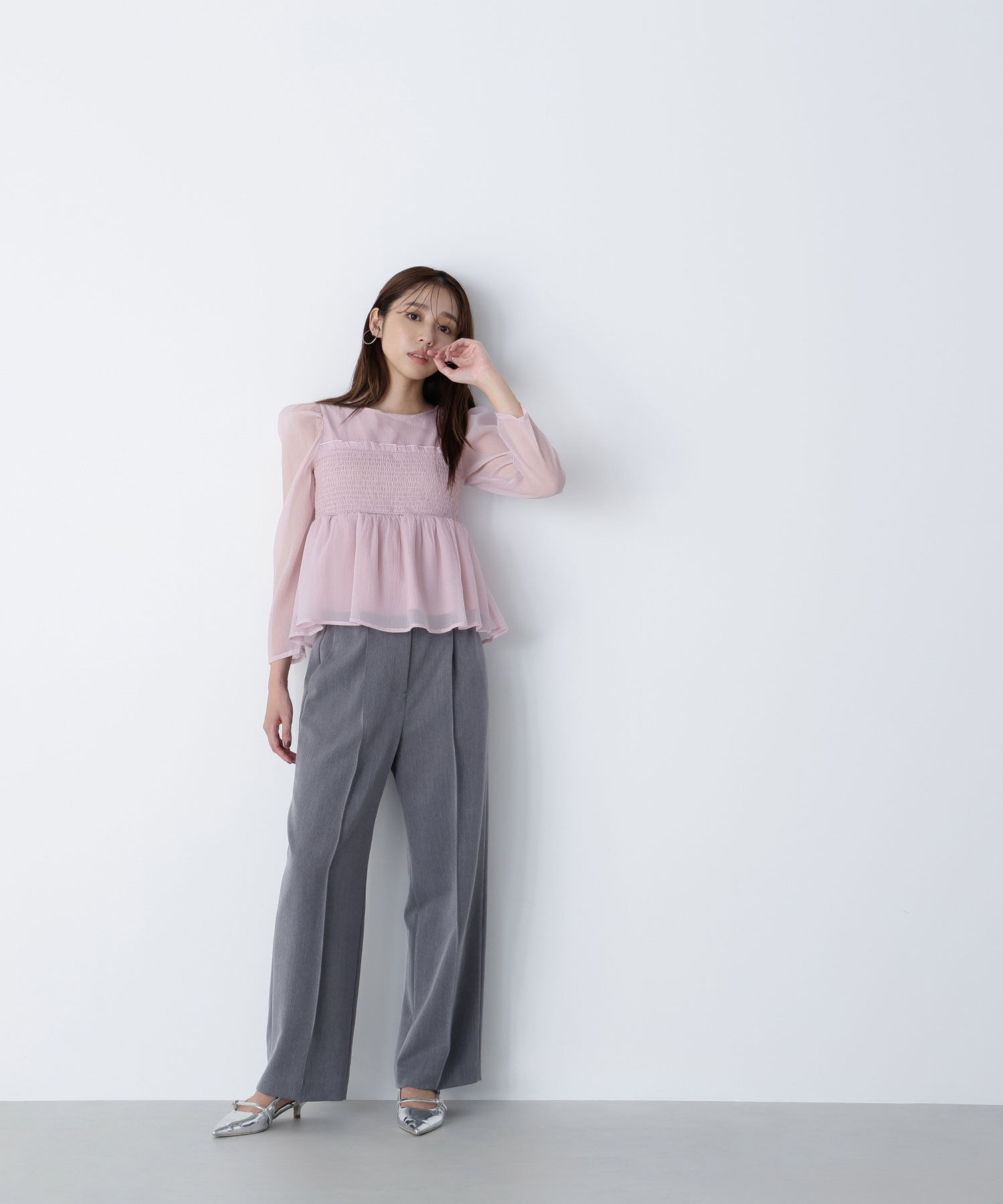  「ペプラムシャーリングブラウス」|シャツ・ブラウス|