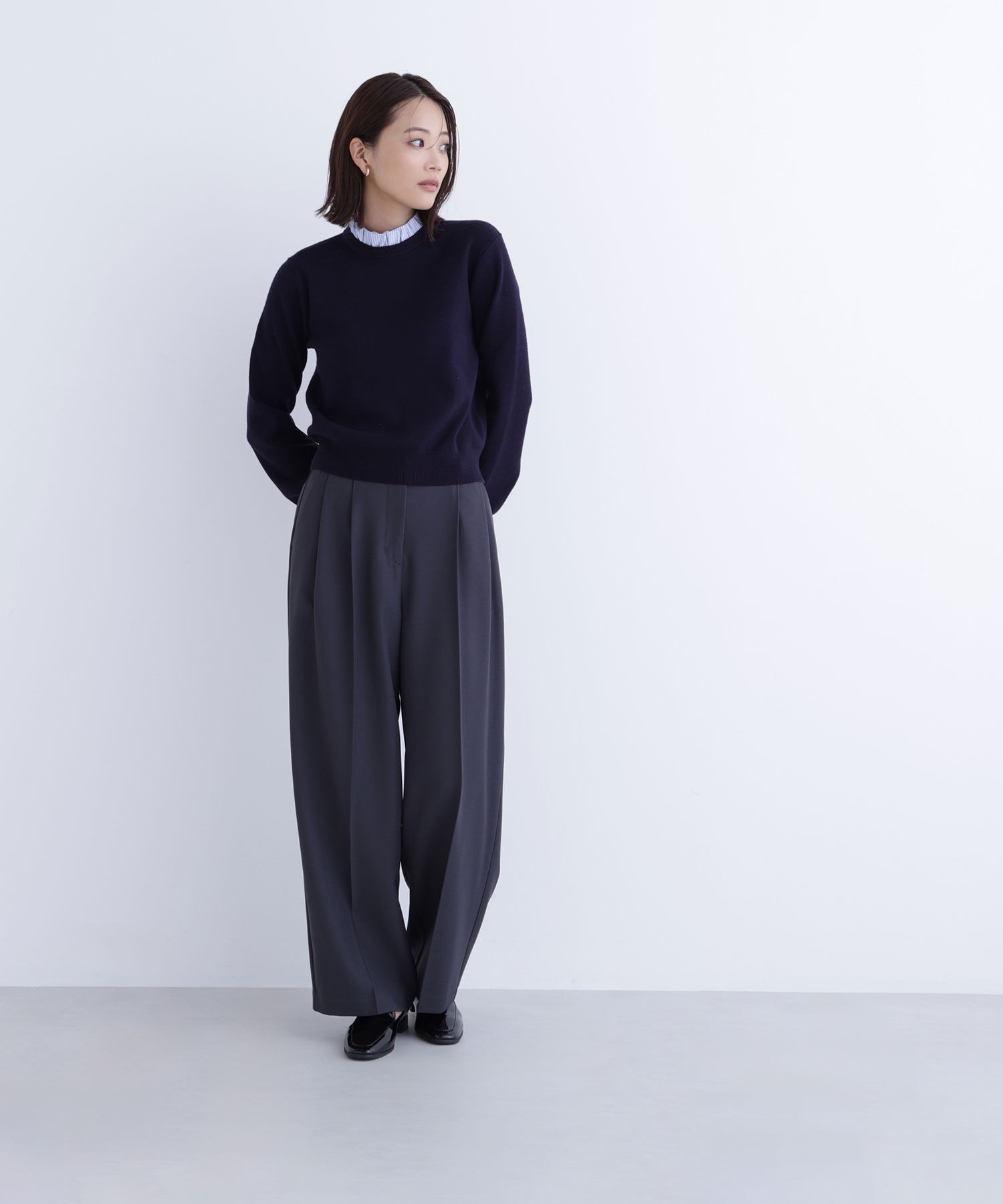  「フェイクレザーベルテッドワイドパンツ」|その他|