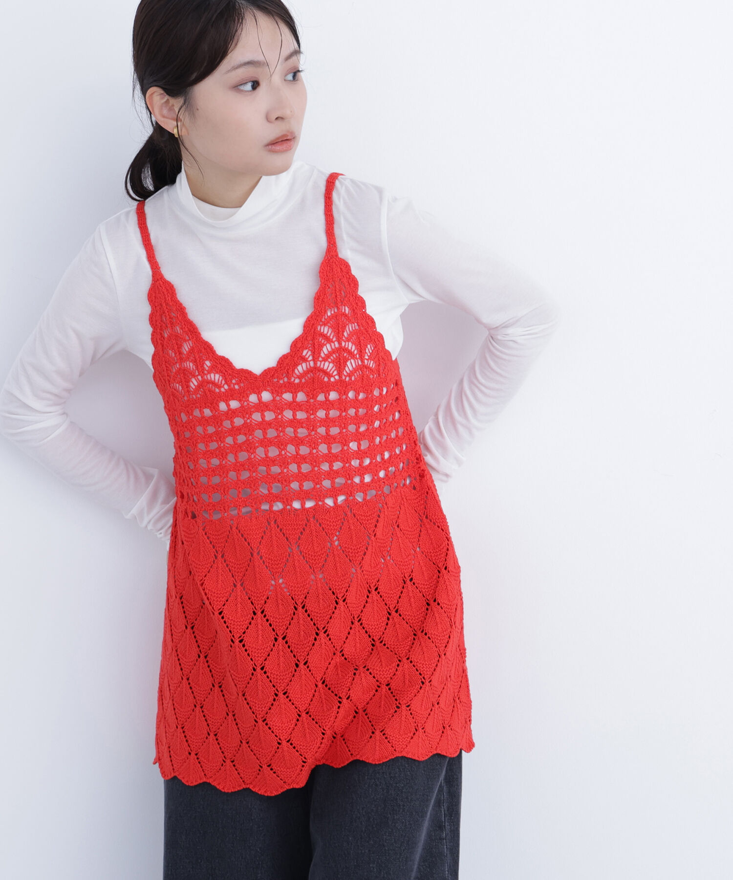  「〈N.〉カギアミニットキャミソール」|ニット・セーター|レッド