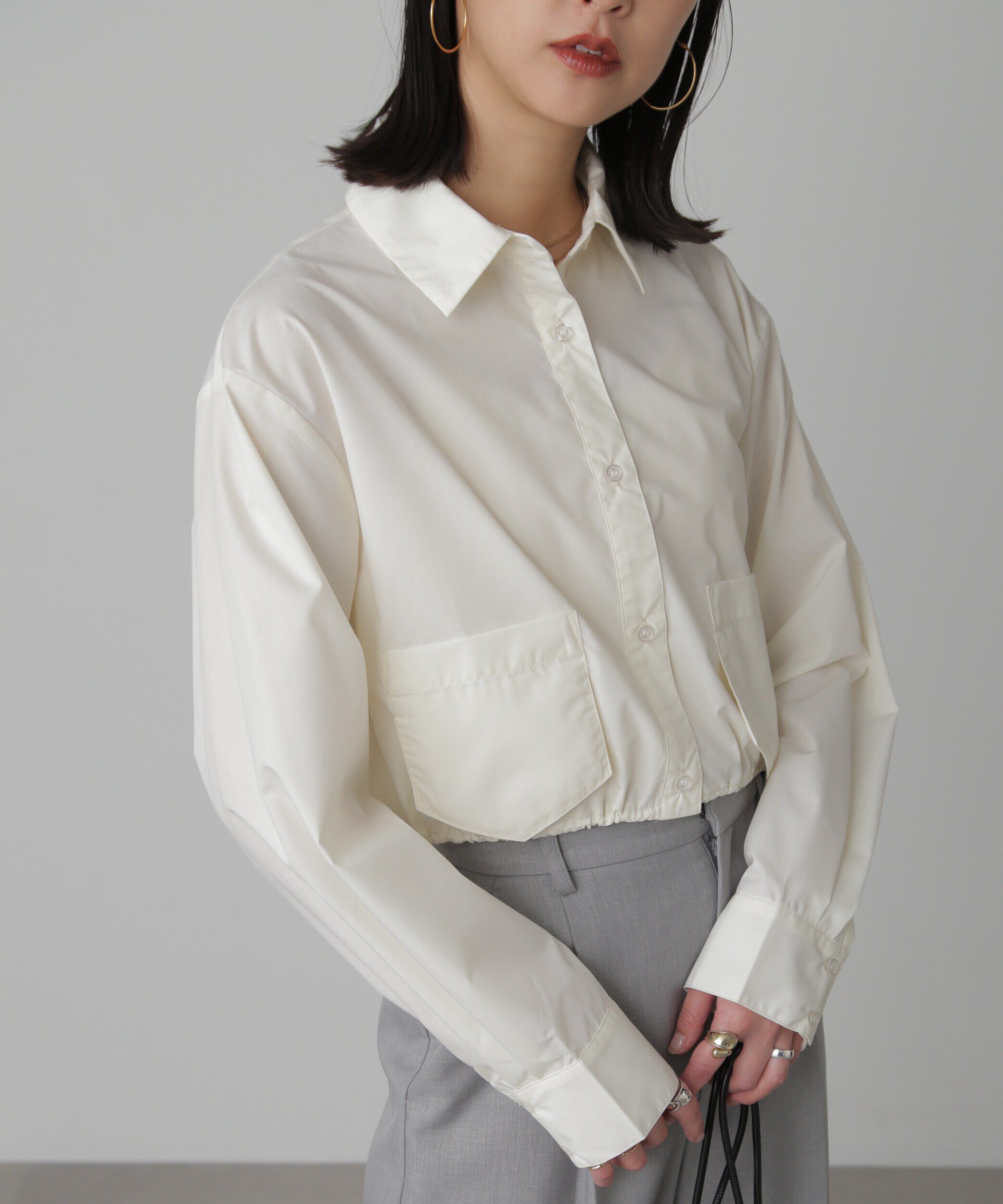  「裾ドロストショート丈シャツ」|シャツ・ブラウス|