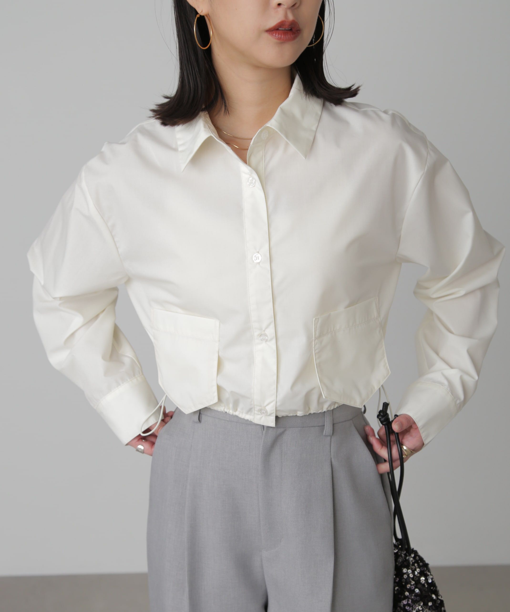  「裾ドロストショート丈シャツ」|シャツ・ブラウス|