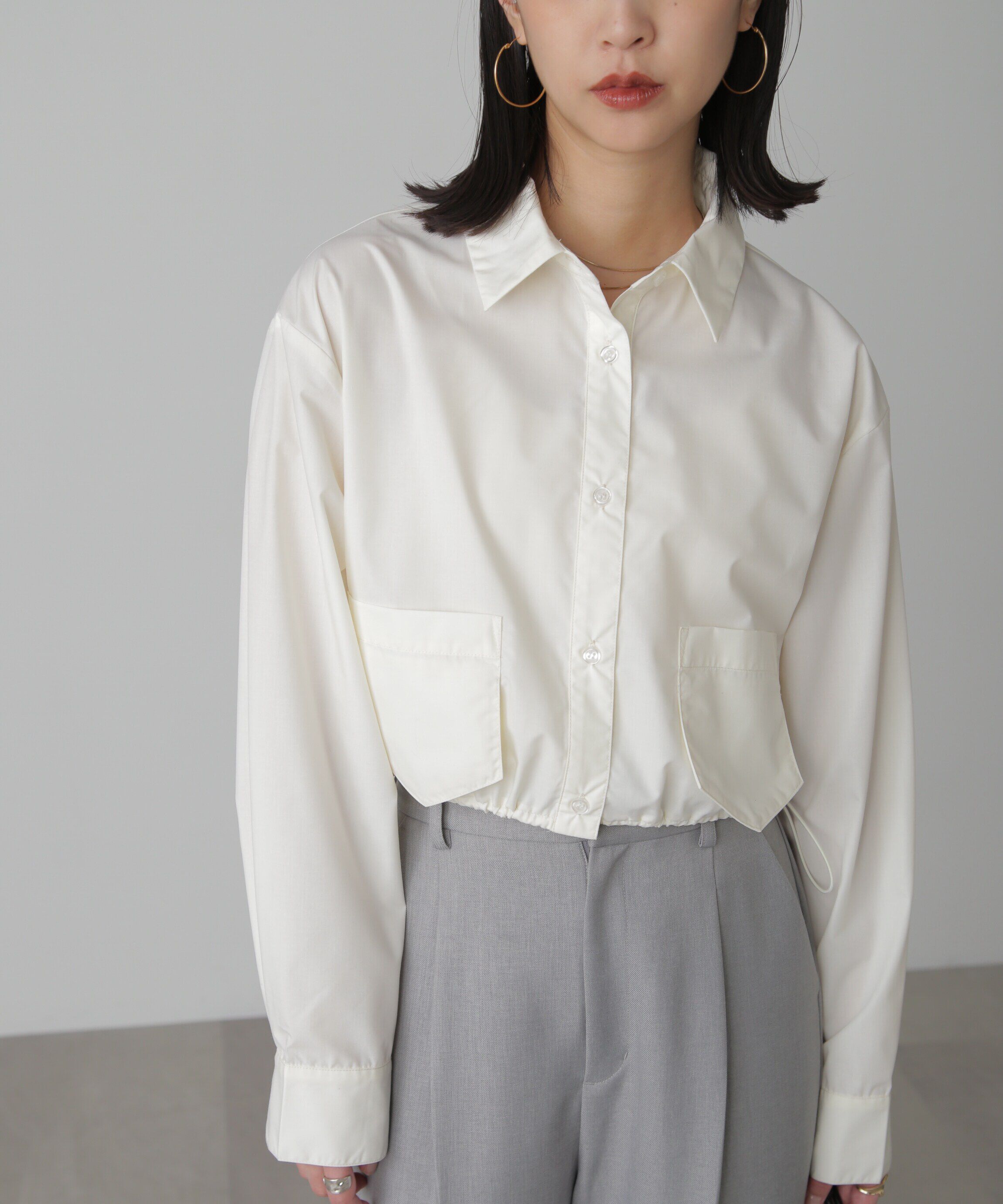  「裾ドロストショート丈シャツ」|シャツ・ブラウス|