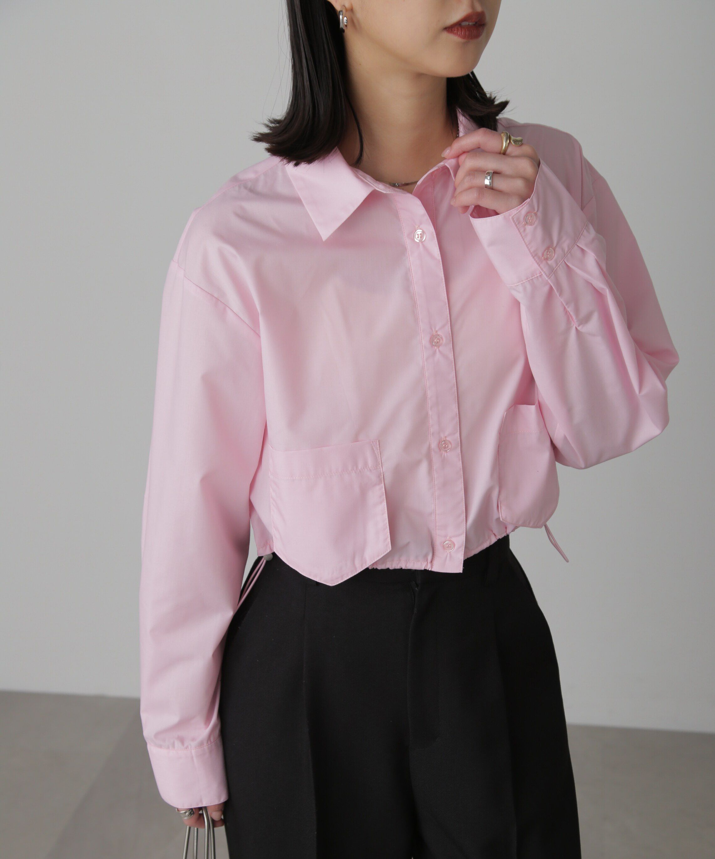  「裾ドロストショート丈シャツ」|シャツ・ブラウス|