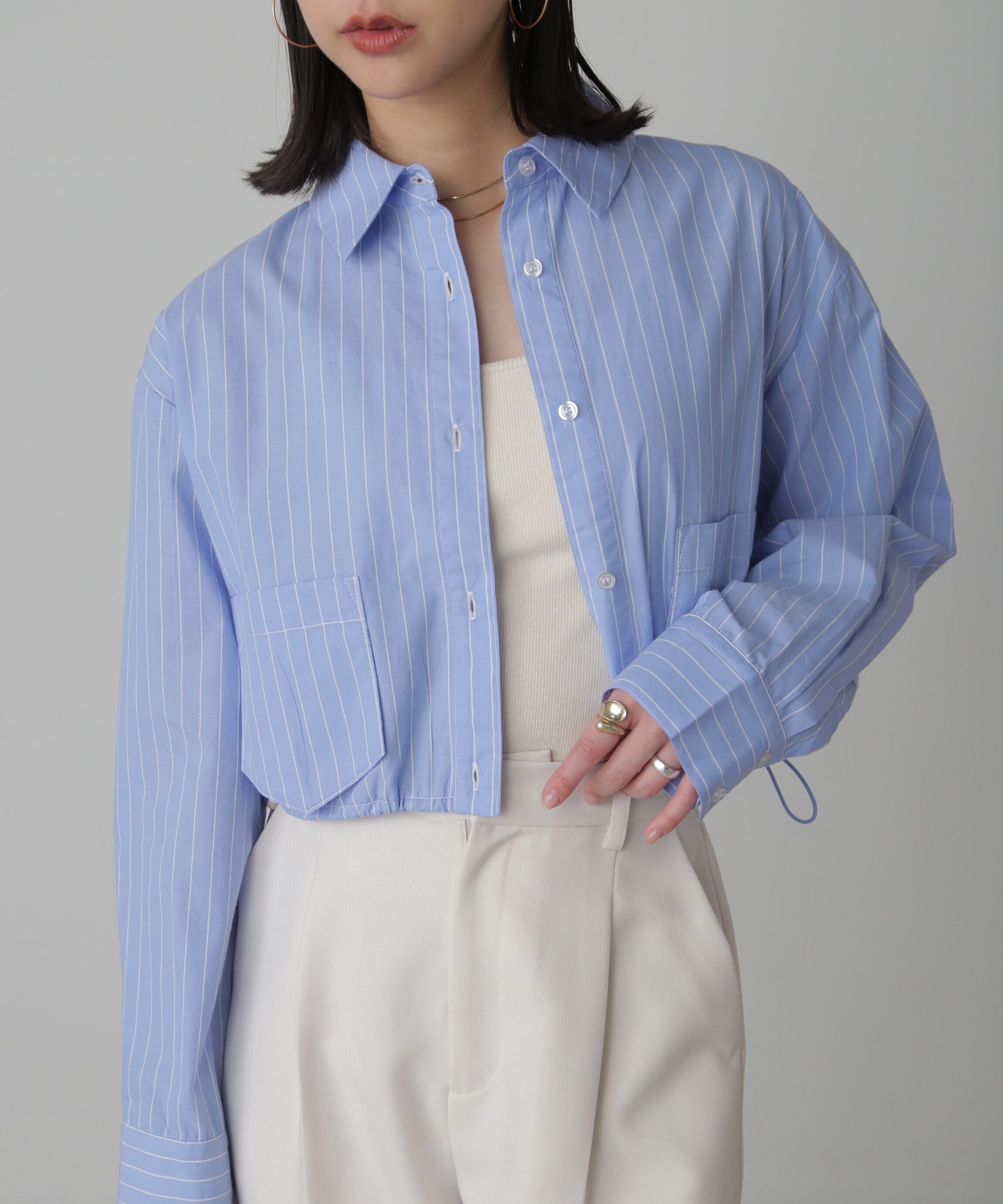  「裾ドロストショート丈シャツ」|シャツ・ブラウス|