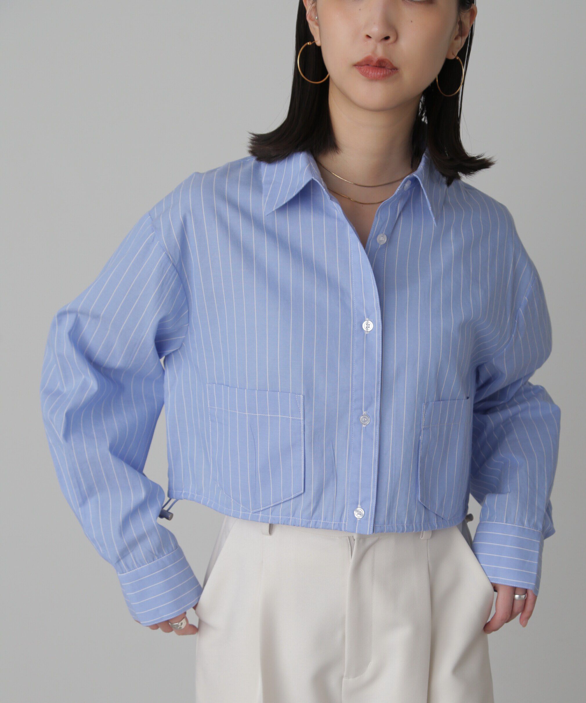  「裾ドロストショート丈シャツ」|シャツ・ブラウス|