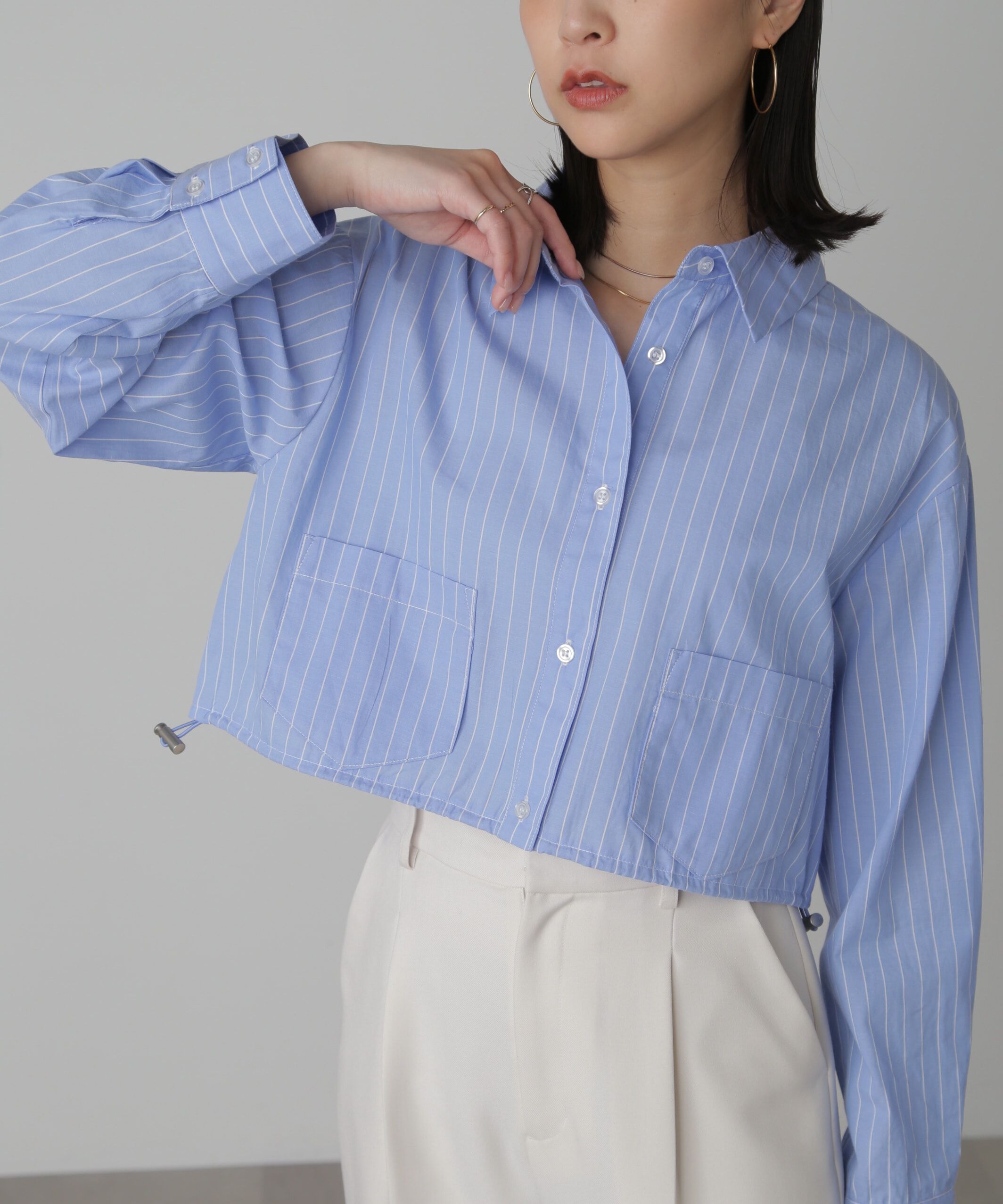  「裾ドロストショート丈シャツ」|シャツ・ブラウス|