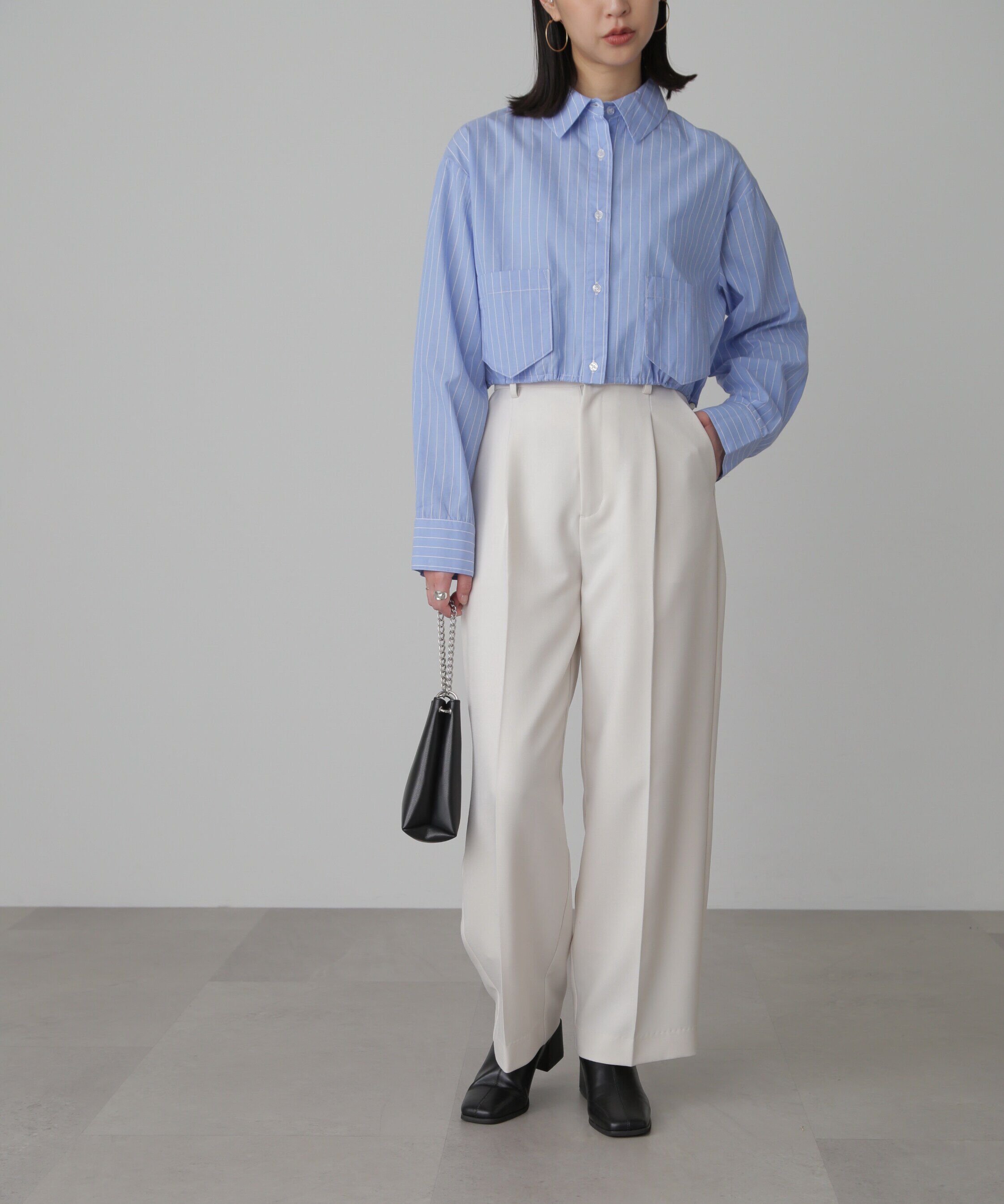  「裾ドロストショート丈シャツ」|シャツ・ブラウス|