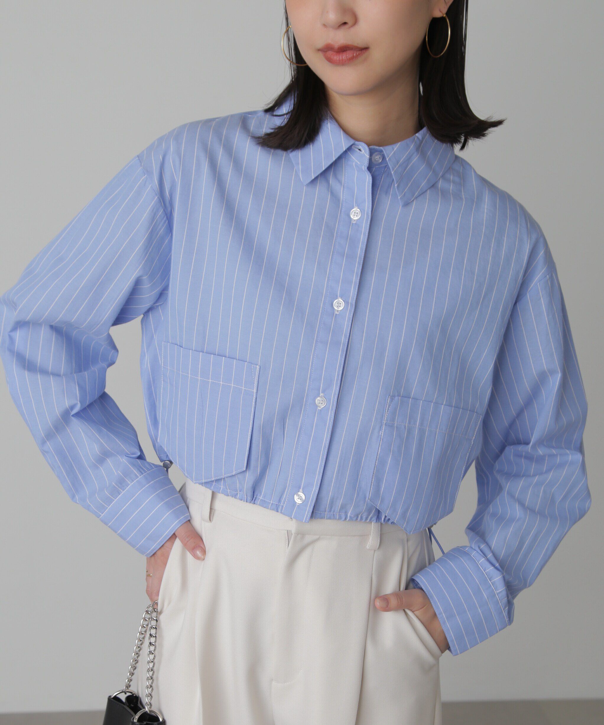  「裾ドロストショート丈シャツ」|シャツ・ブラウス|