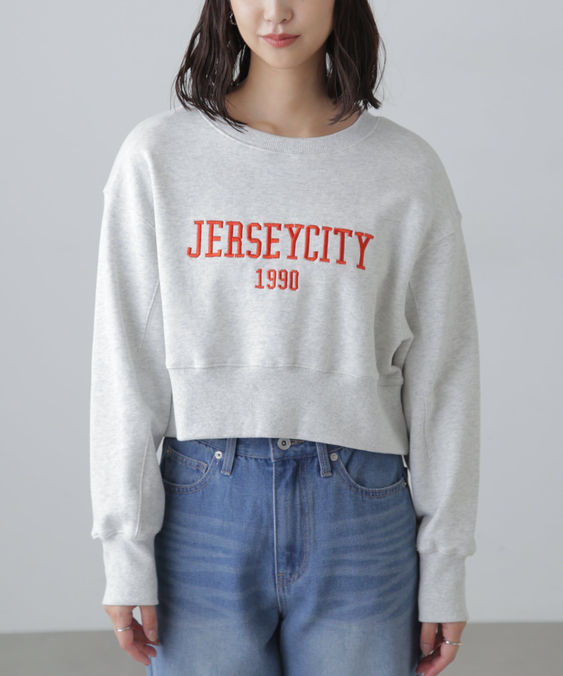  「カレッジロゴショート丈スウェット」|Tシャツ・カットソー|