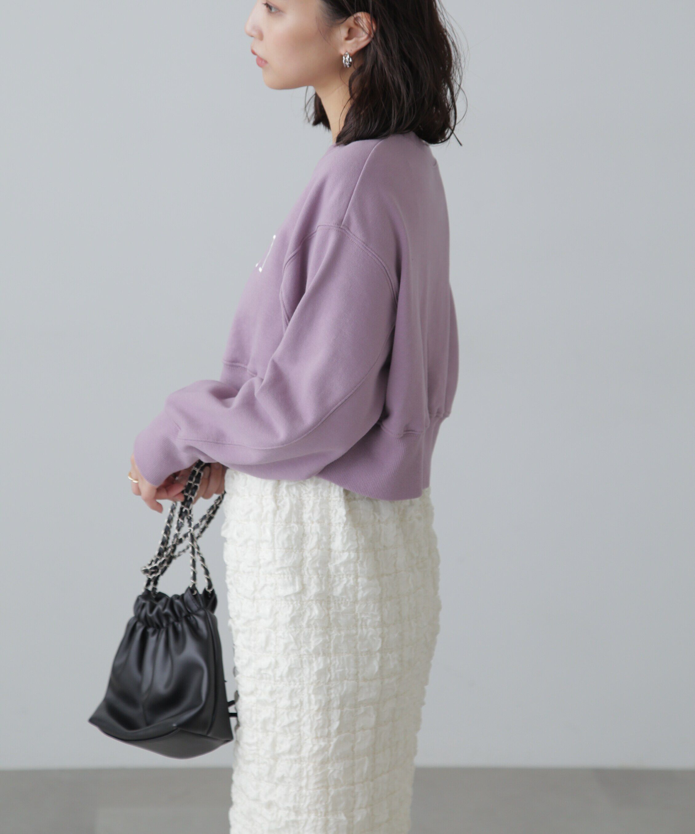  「カレッジロゴショート丈スウェット」|Tシャツ・カットソー|