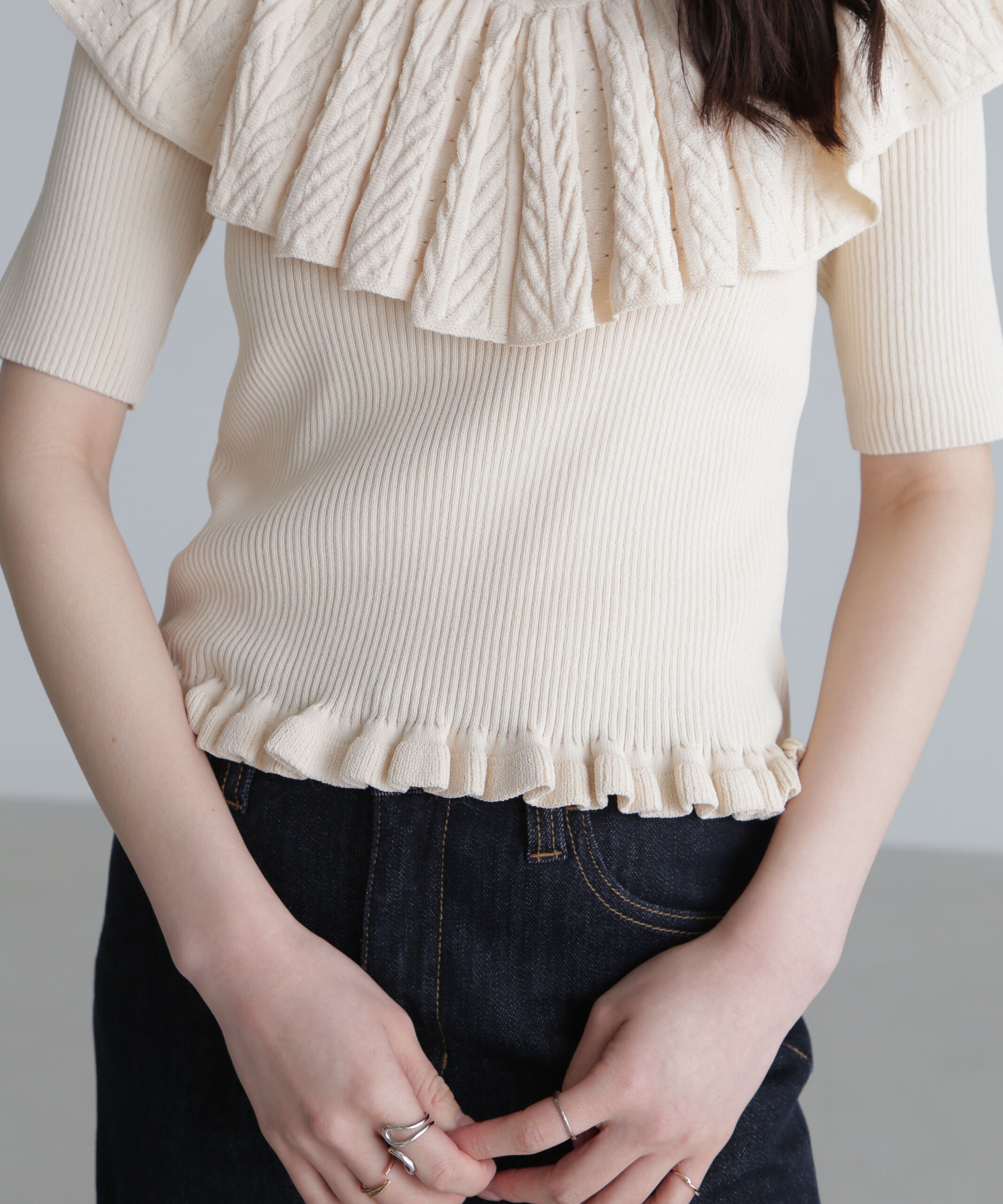  「ラッフル襟ニット」|ニット・セーター|