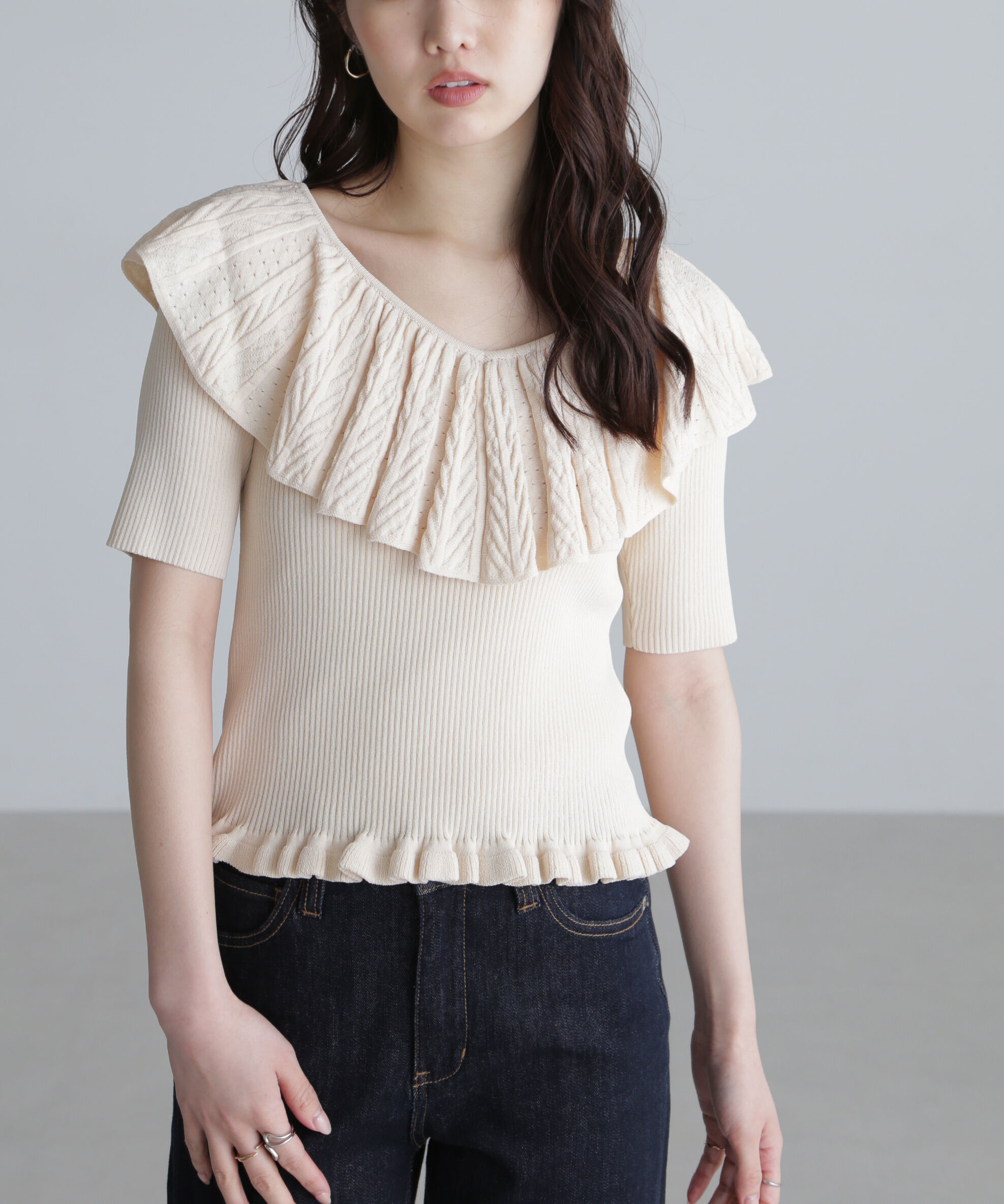  「ラッフル襟ニット」|ニット・セーター|