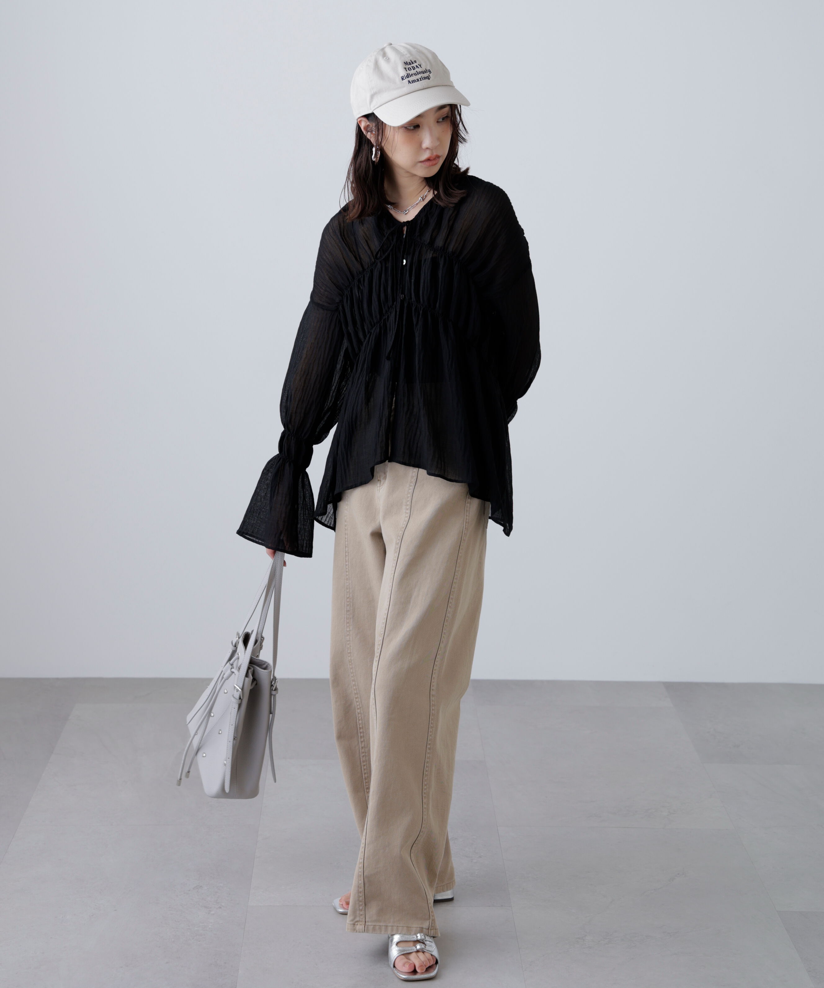  「シャーリングドロストチュニックブラウス」|シャツ・ブラウス|