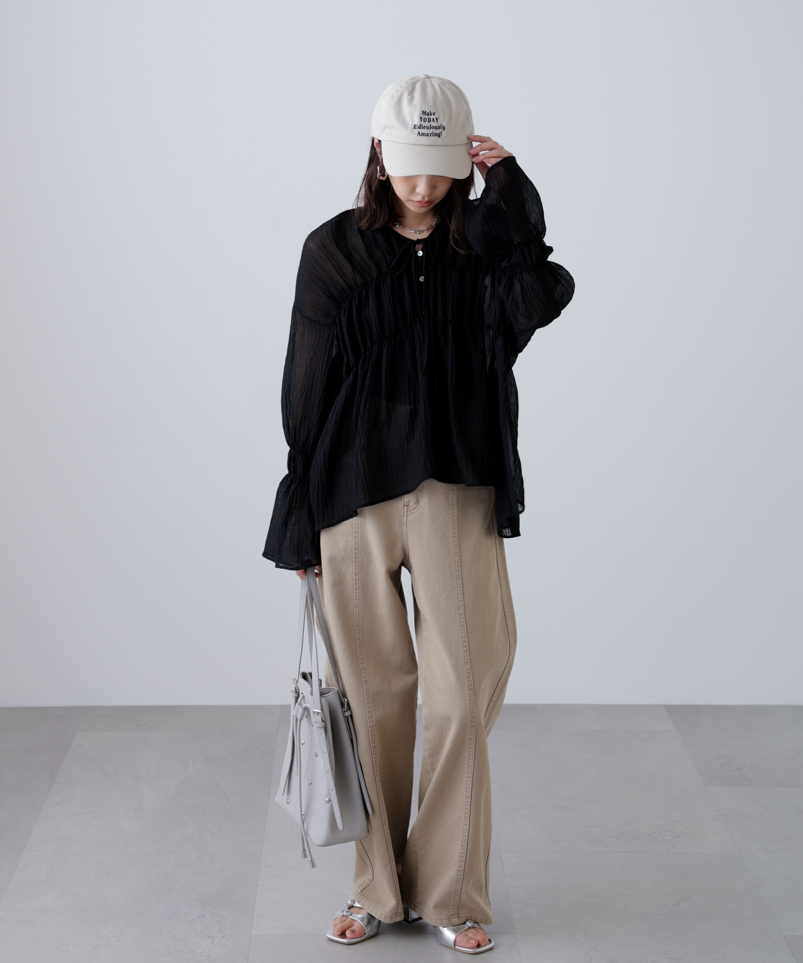  「シャーリングドロストチュニックブラウス」|シャツ・ブラウス|