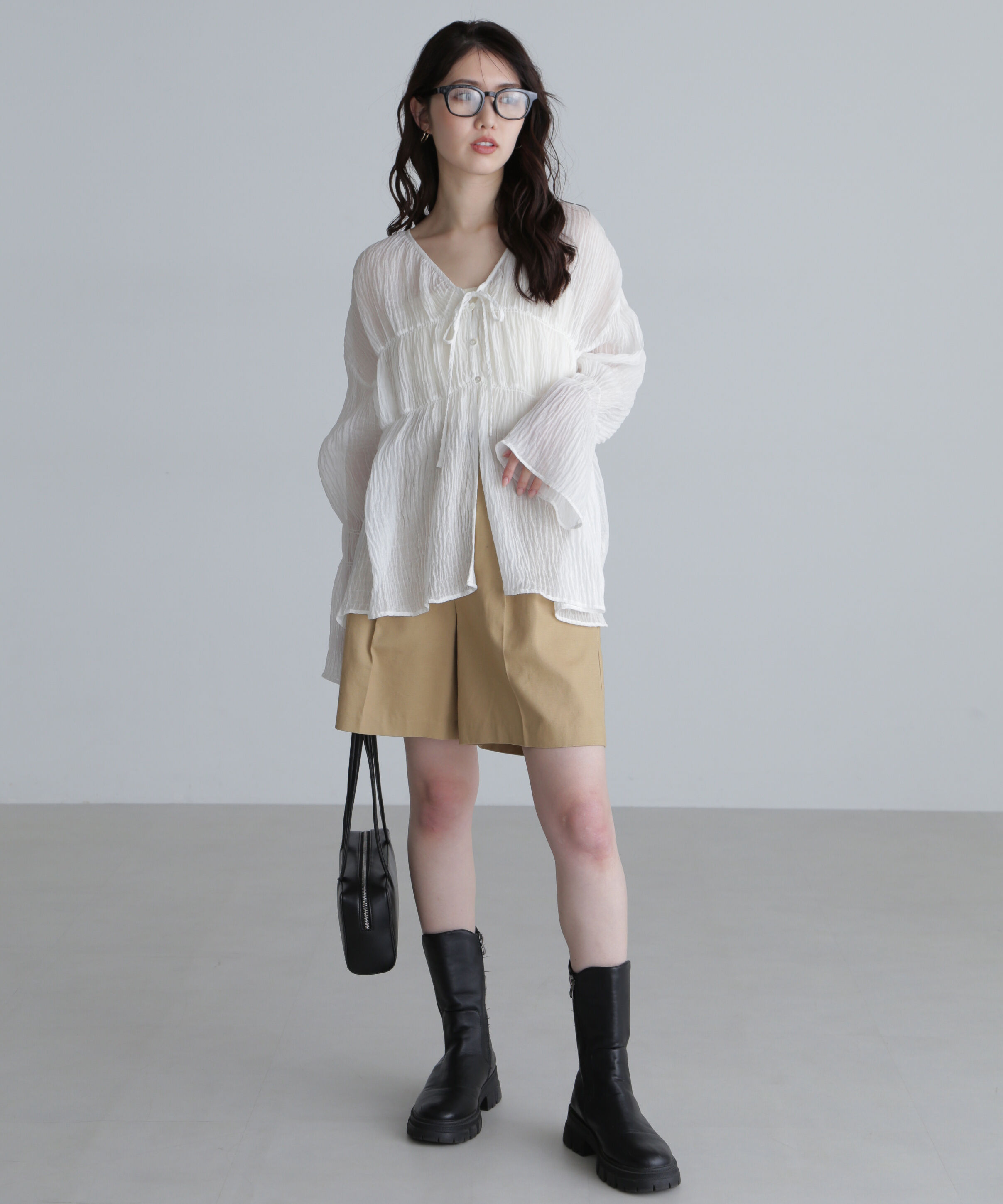  「シャーリングドロストチュニックブラウス」|シャツ・ブラウス|