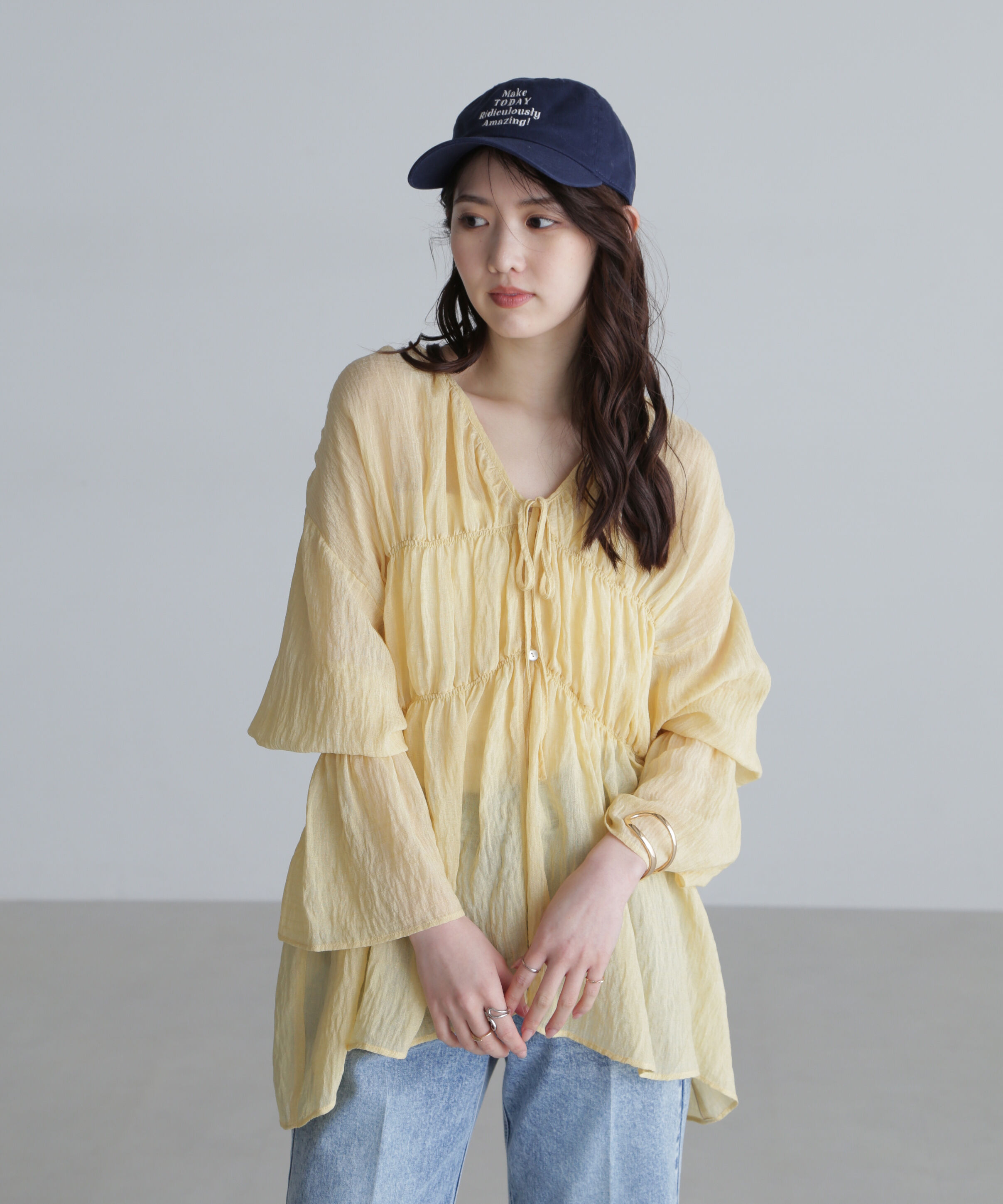  「シャーリングドロストチュニックブラウス」|シャツ・ブラウス|