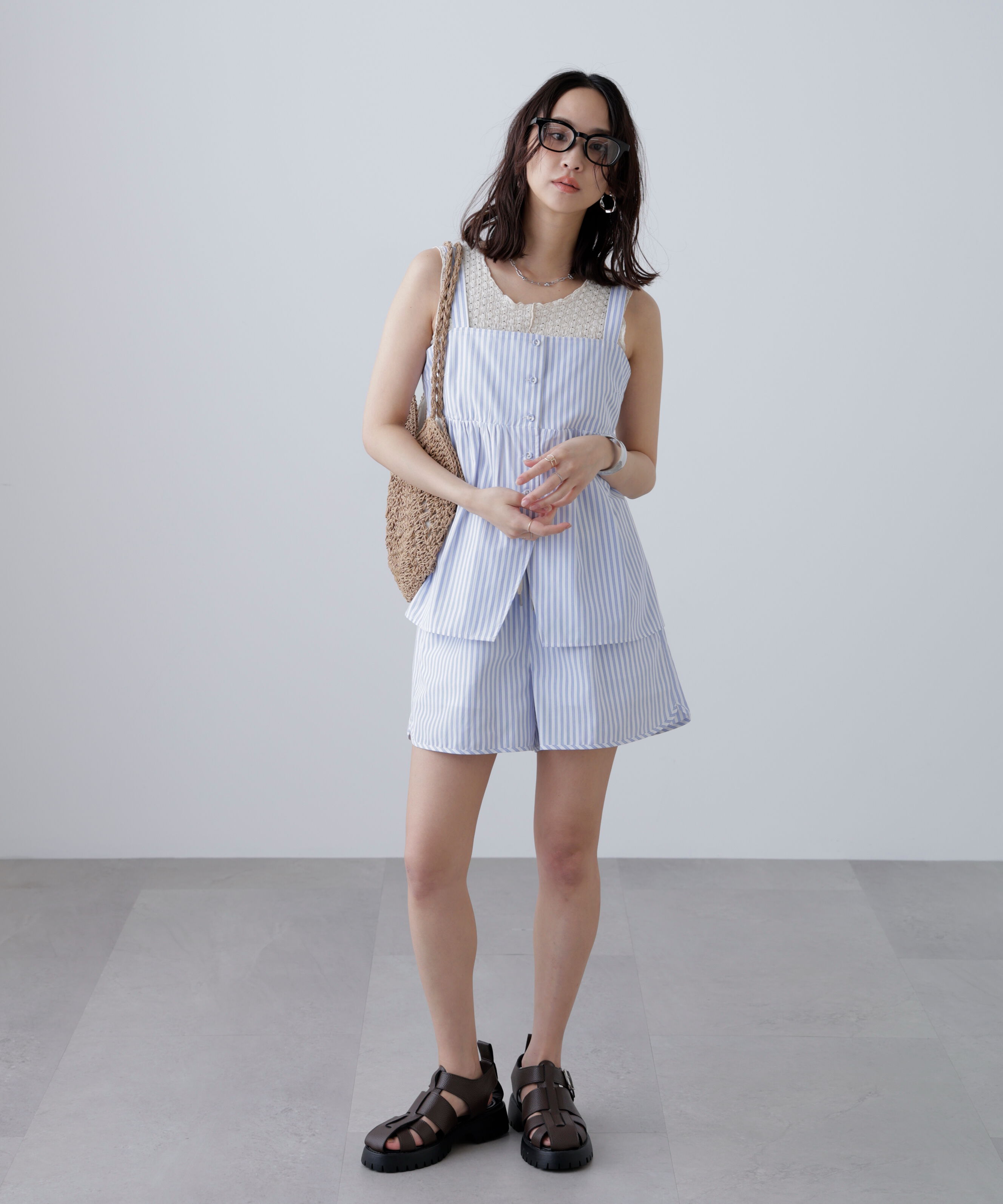  「〈セットアップ対応〉ストライプショートパンツ」|その他|