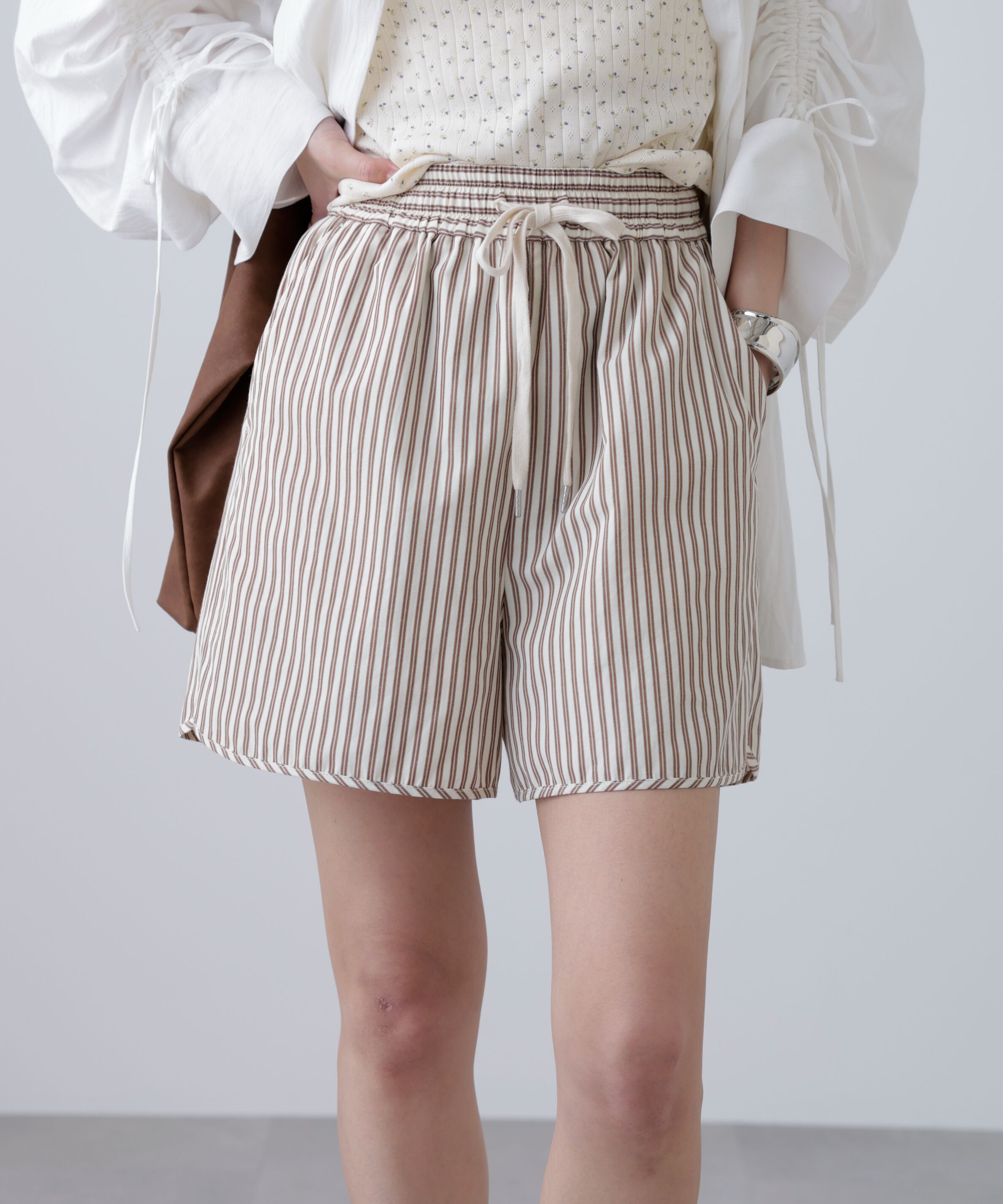  「〈セットアップ対応〉ストライプショートパンツ」|その他|オフホワイト 1