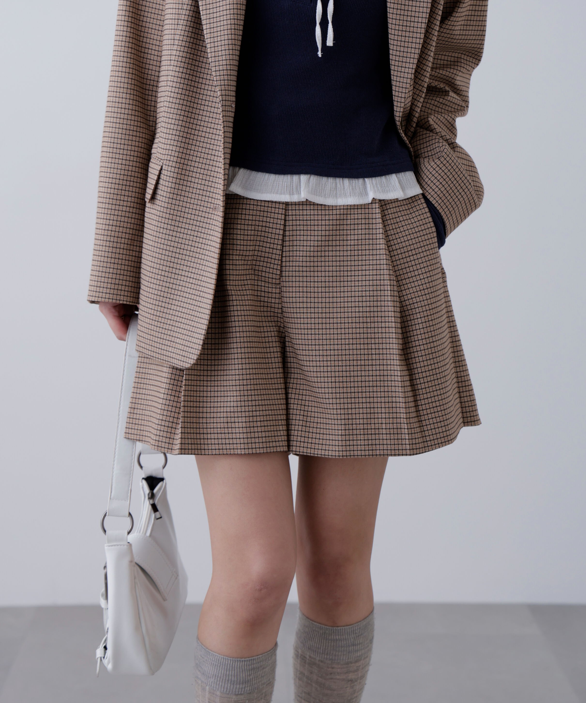  「〈セットアップ対応〉ツータックキュロットパンツ」|その他|ベージュ系ガ