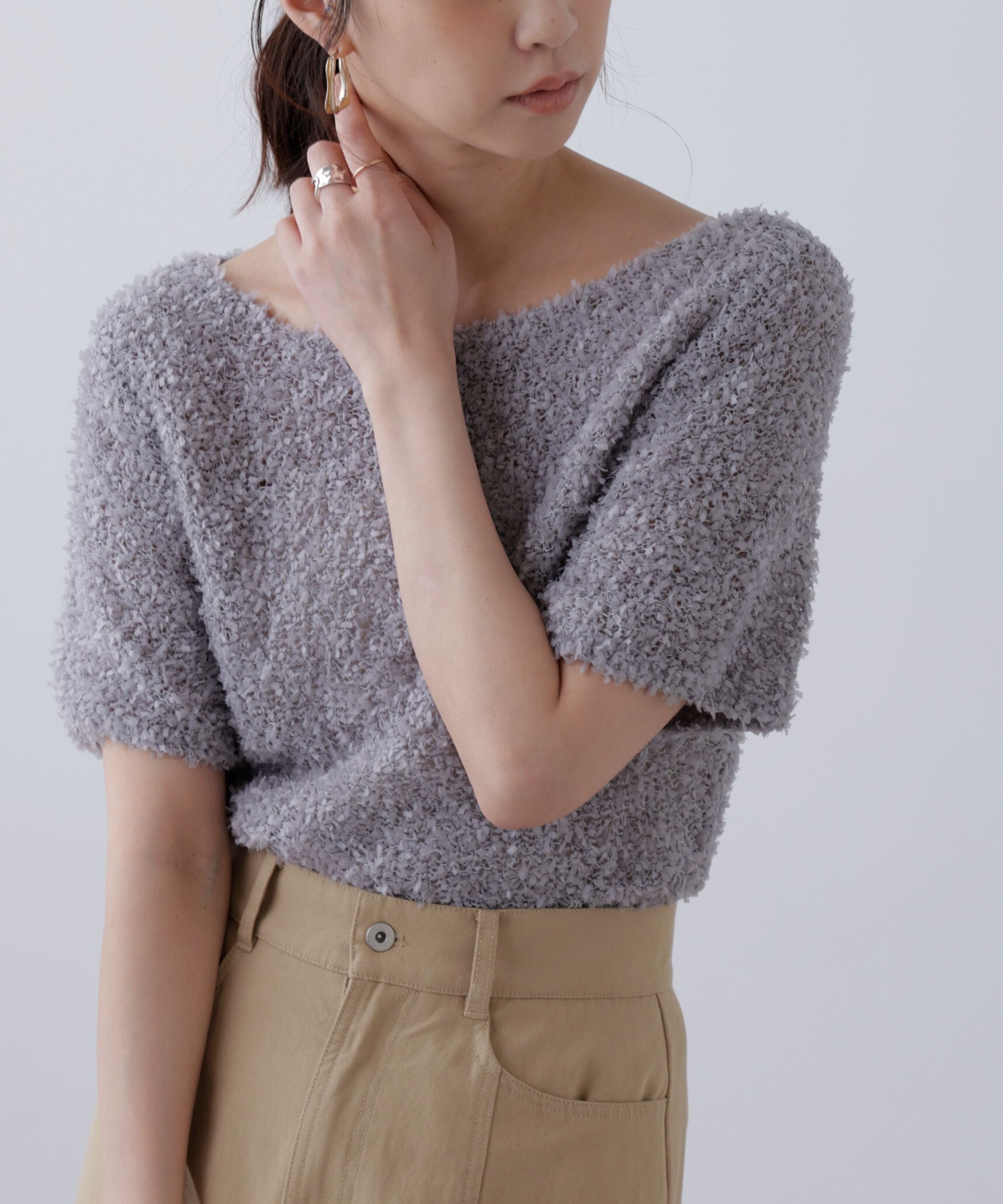  「チョウチョヤーン半袖ニット」|ニット・セーター|