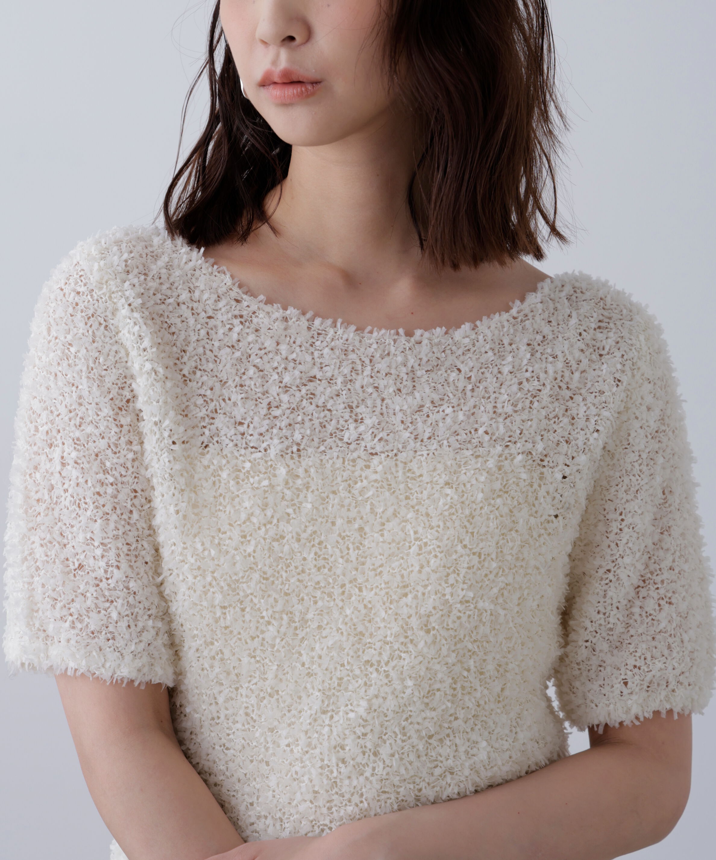  「チョウチョヤーン半袖ニット」|ニット・セーター|