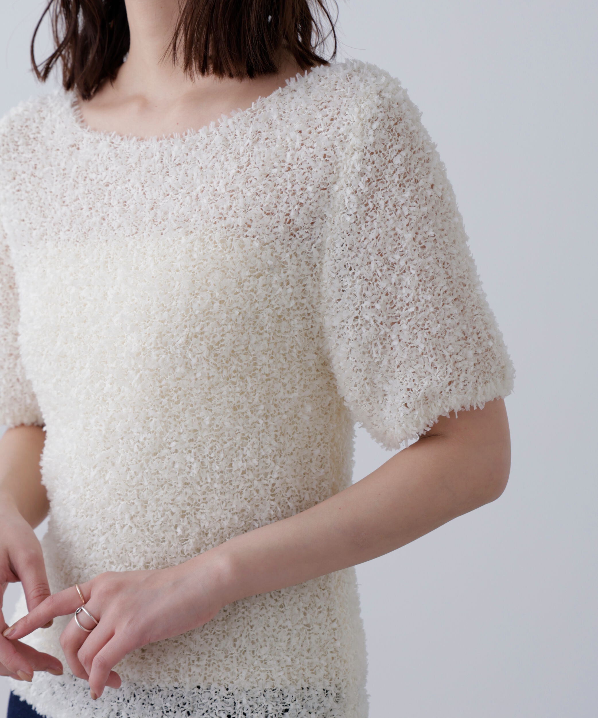  「チョウチョヤーン半袖ニット」|ニット・セーター|