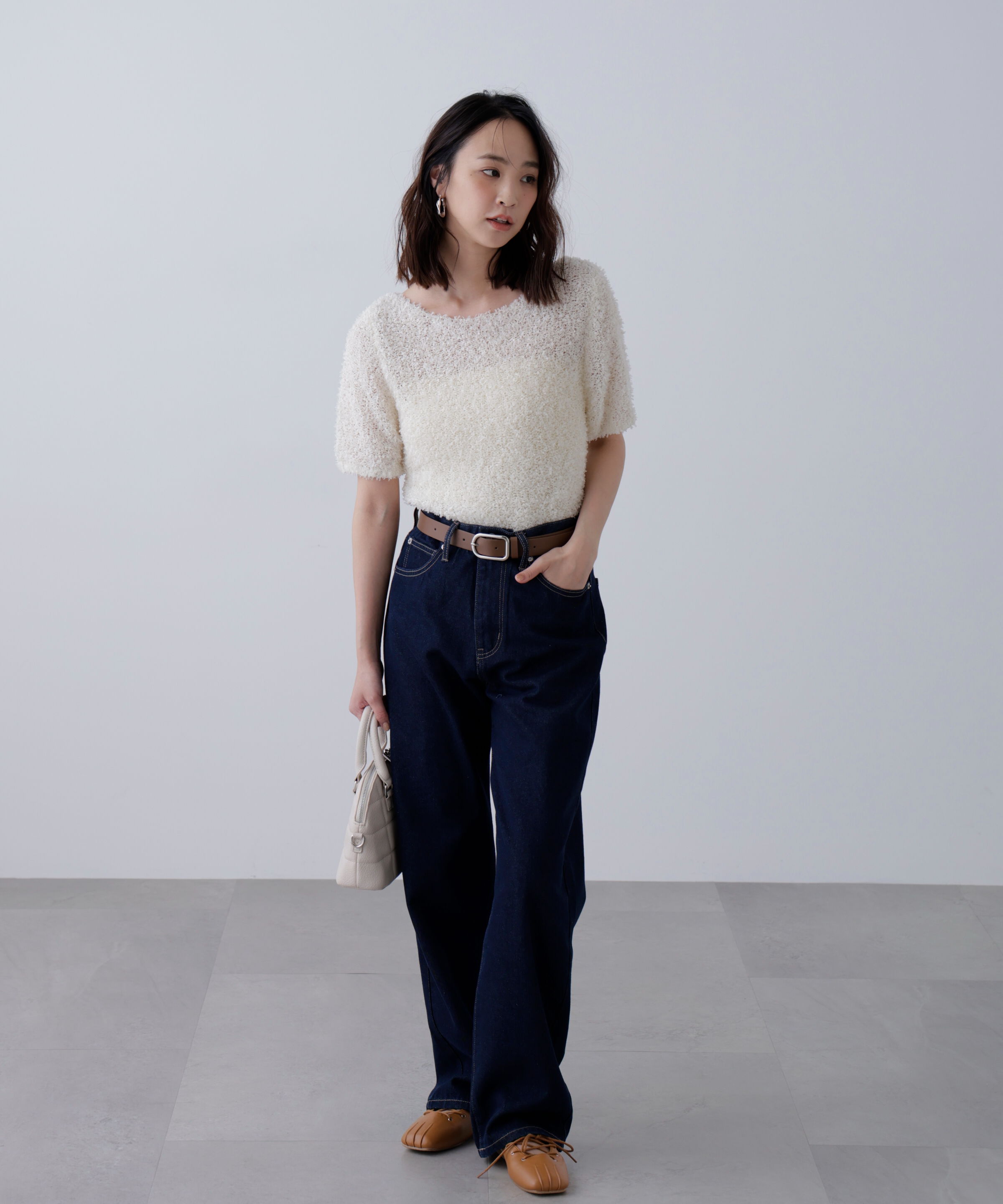  「チョウチョヤーン半袖ニット」|ニット・セーター|