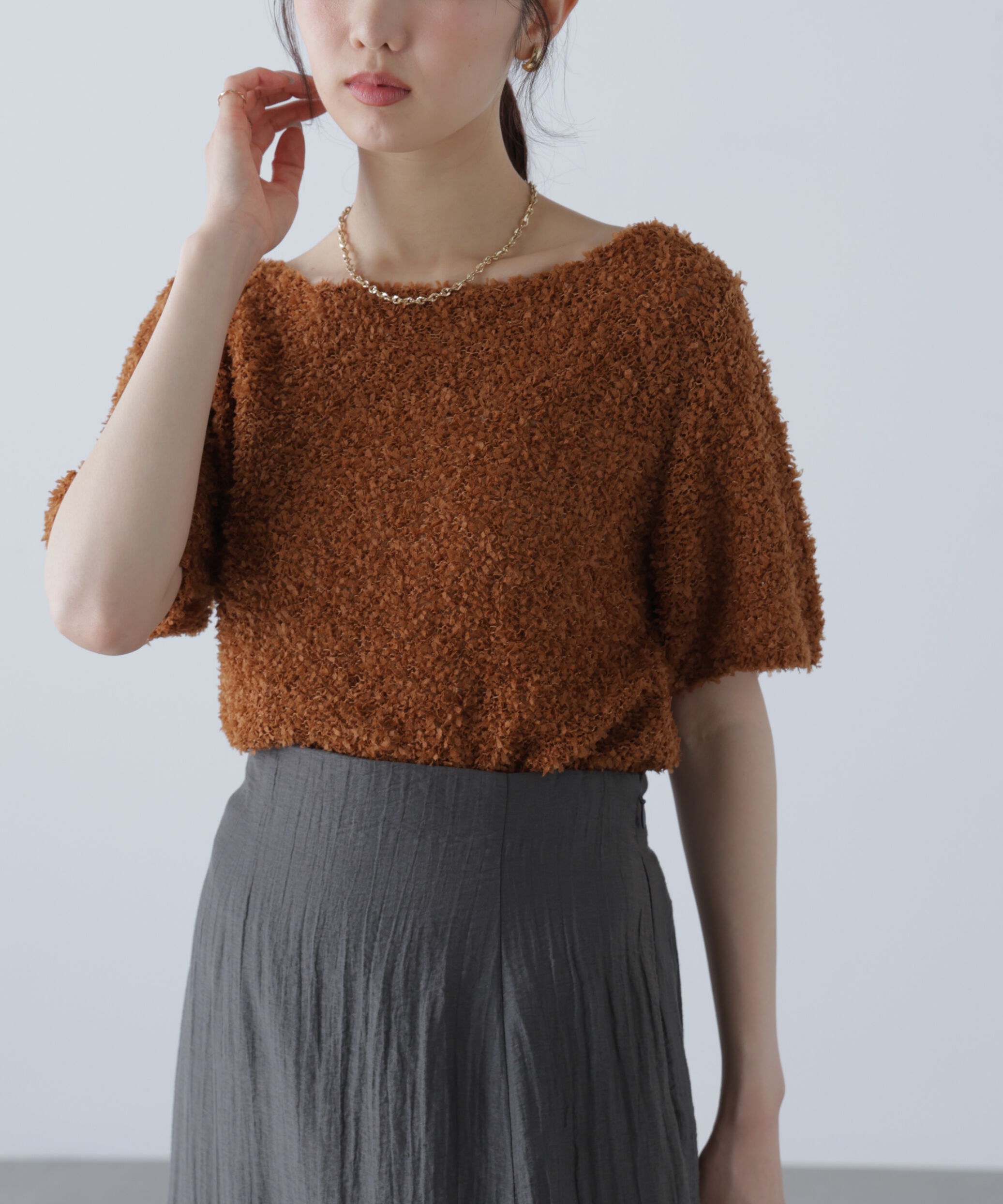  「チョウチョヤーン半袖ニット」|ニット・セーター|