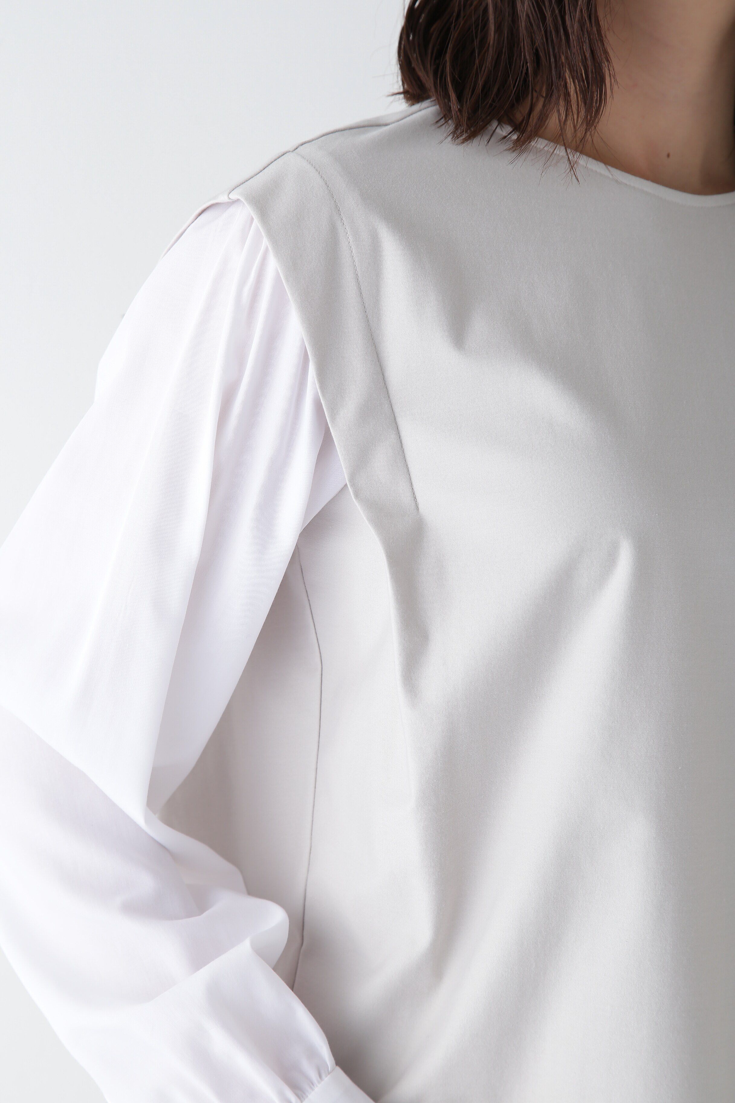  「◆布帛ドッキングプレーティングジャージープルオーバー」|Tシャツ・カットソー|