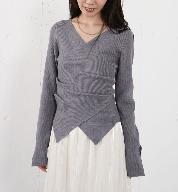 archives「【オン／オフ使える！】ラインフィットクロスニットプルオーバー」|ニット・セーター|