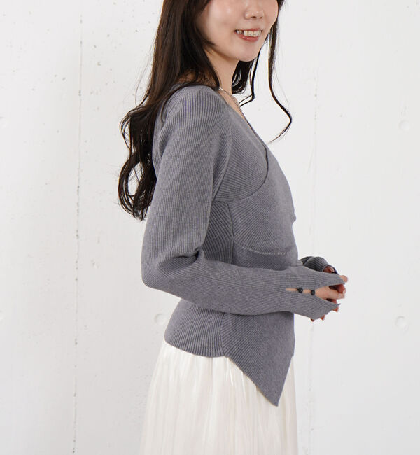 archives「【オン／オフ使える！】ラインフィットクロスニットプルオーバー」|ニット・セーター|
