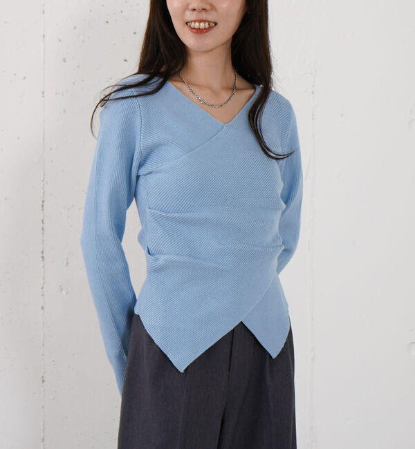 archives「【オン／オフ使える！】ラインフィットクロスニットプルオーバー」|ニット・セーター|