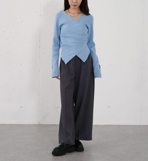 archives「【オン／オフ使える！】ラインフィットクロスニットプルオーバー」|ニット・セーター|