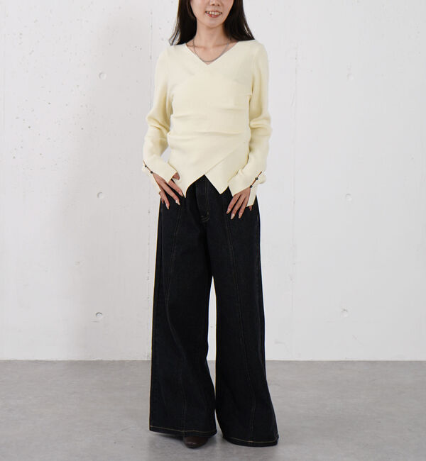 archives「【オン／オフ使える！】ラインフィットクロスニットプルオーバー」|ニット・セーター|