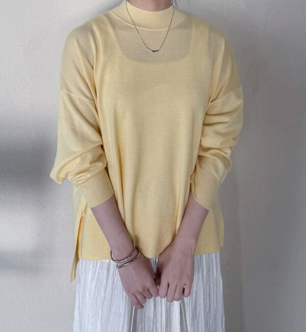 Doux archives「ハイネックサイドスリットニットプルオーバー」|ニット・セーター|YELLOW
