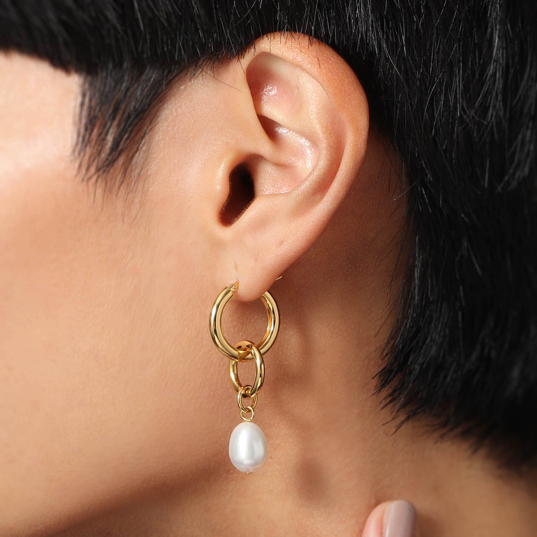 COCOSHNIK ONKITSCH「シルバー フープピアス パールチャーム GP」|ピアス|