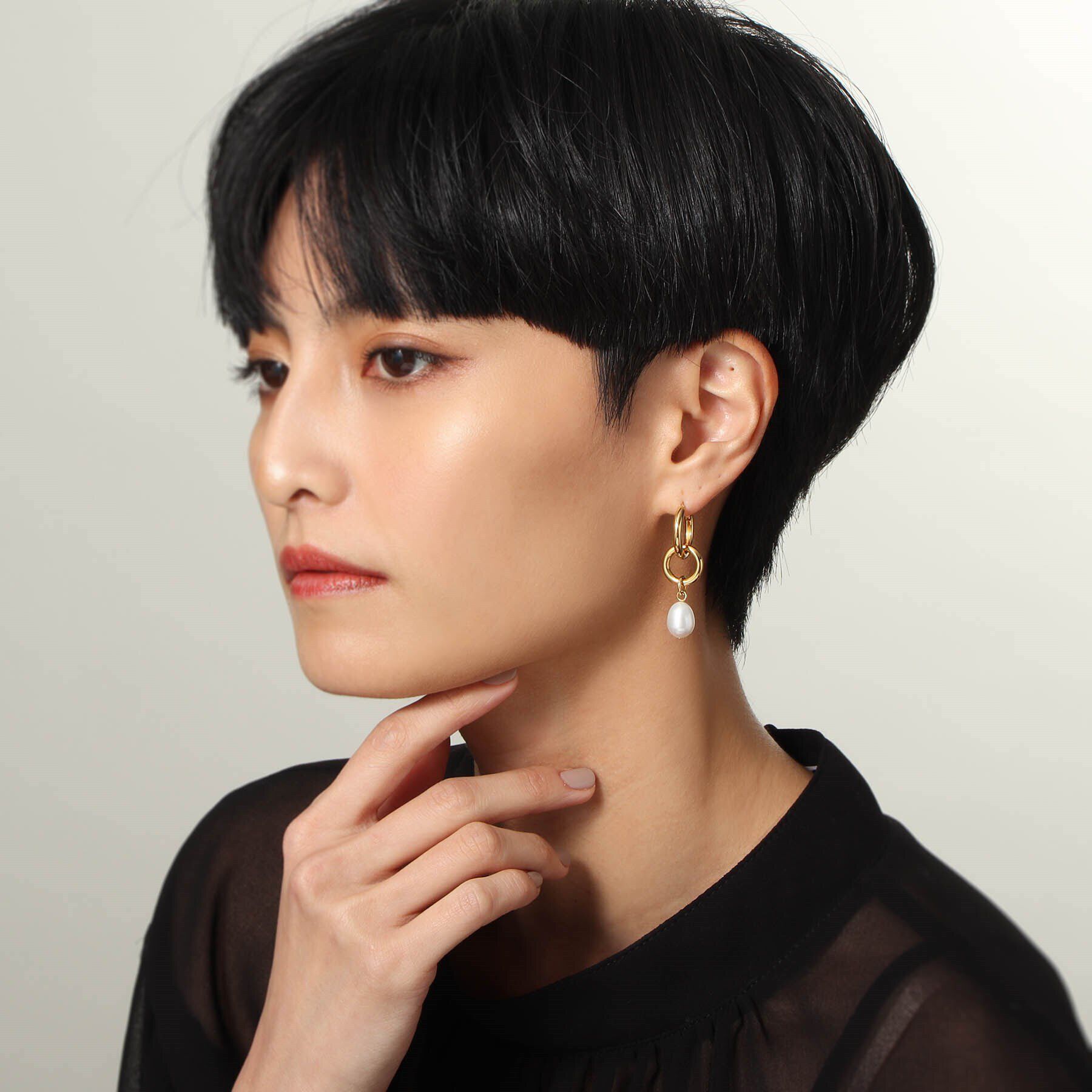 COCOSHNIK ONKITSCH「シルバー フープピアス パールチャーム GP」|ピアス|