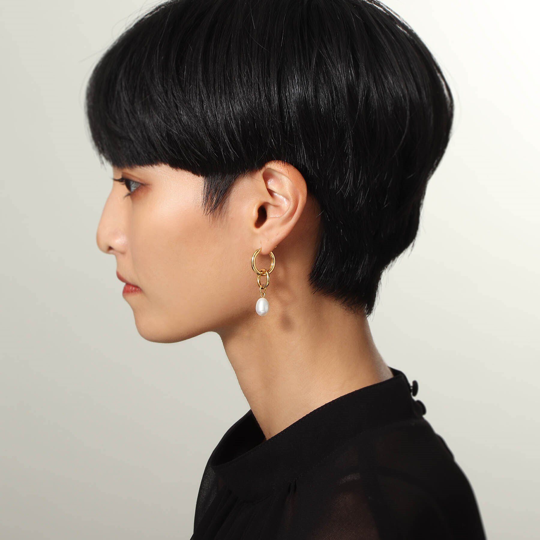 COCOSHNIK ONKITSCH「シルバー フープピアス パールチャーム GP」|ピアス|