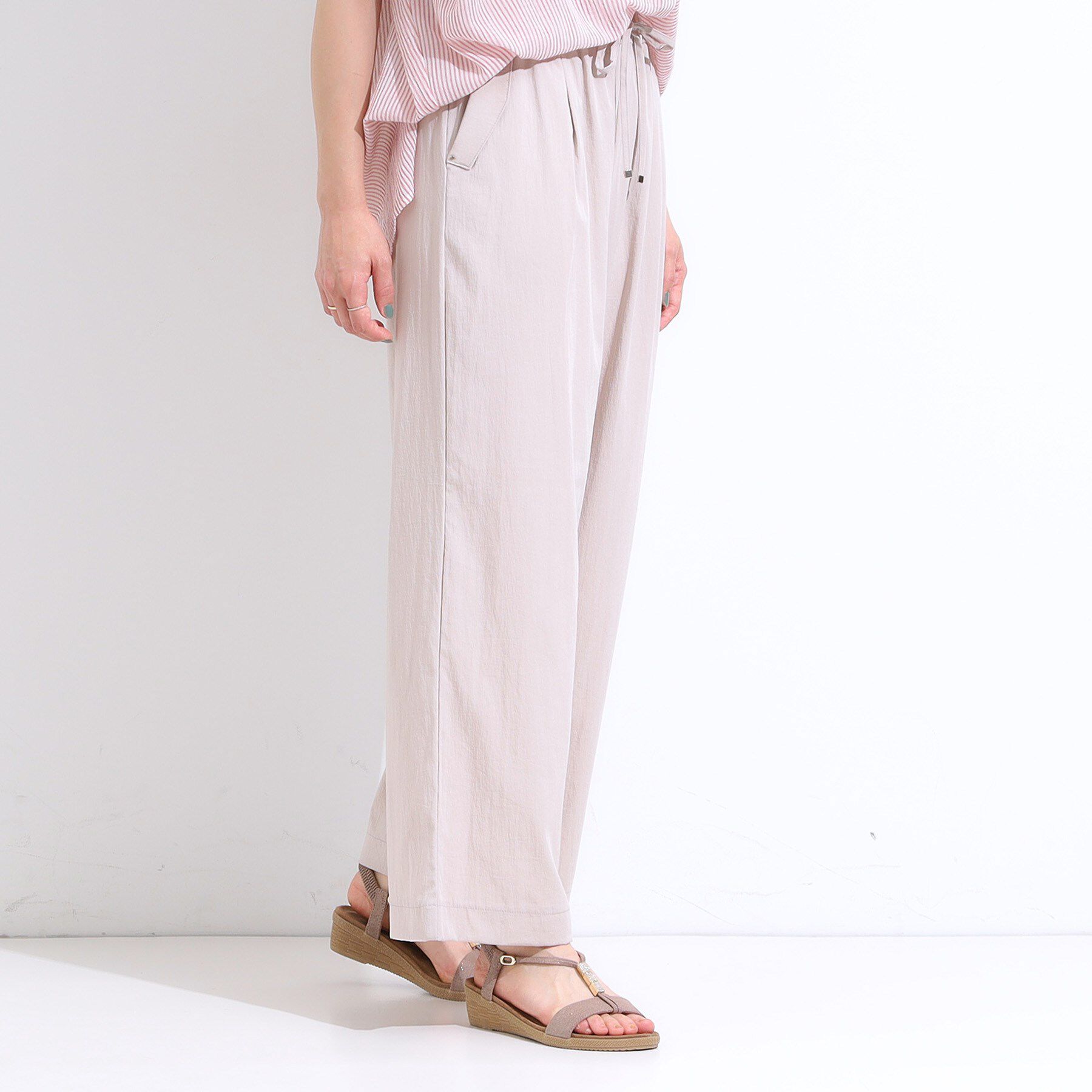 SHOO･LA･RUE「【着丈選べる】触れる度ひんやり ゆるきれい イージーワイドパンツ」|その他|