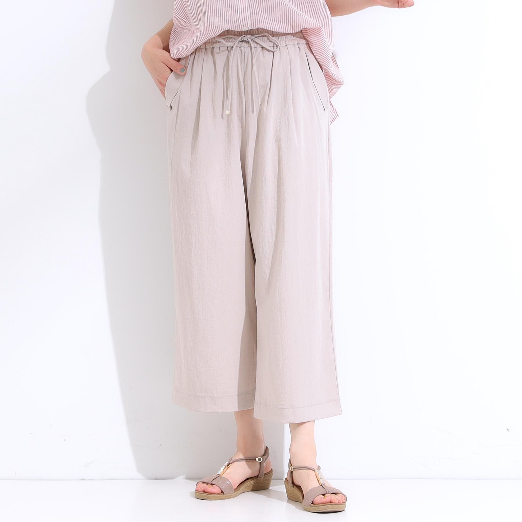 SHOO･LA･RUE「【着丈選べる】触れる度ひんやり ゆるきれい イージーワイドパンツ」|その他|