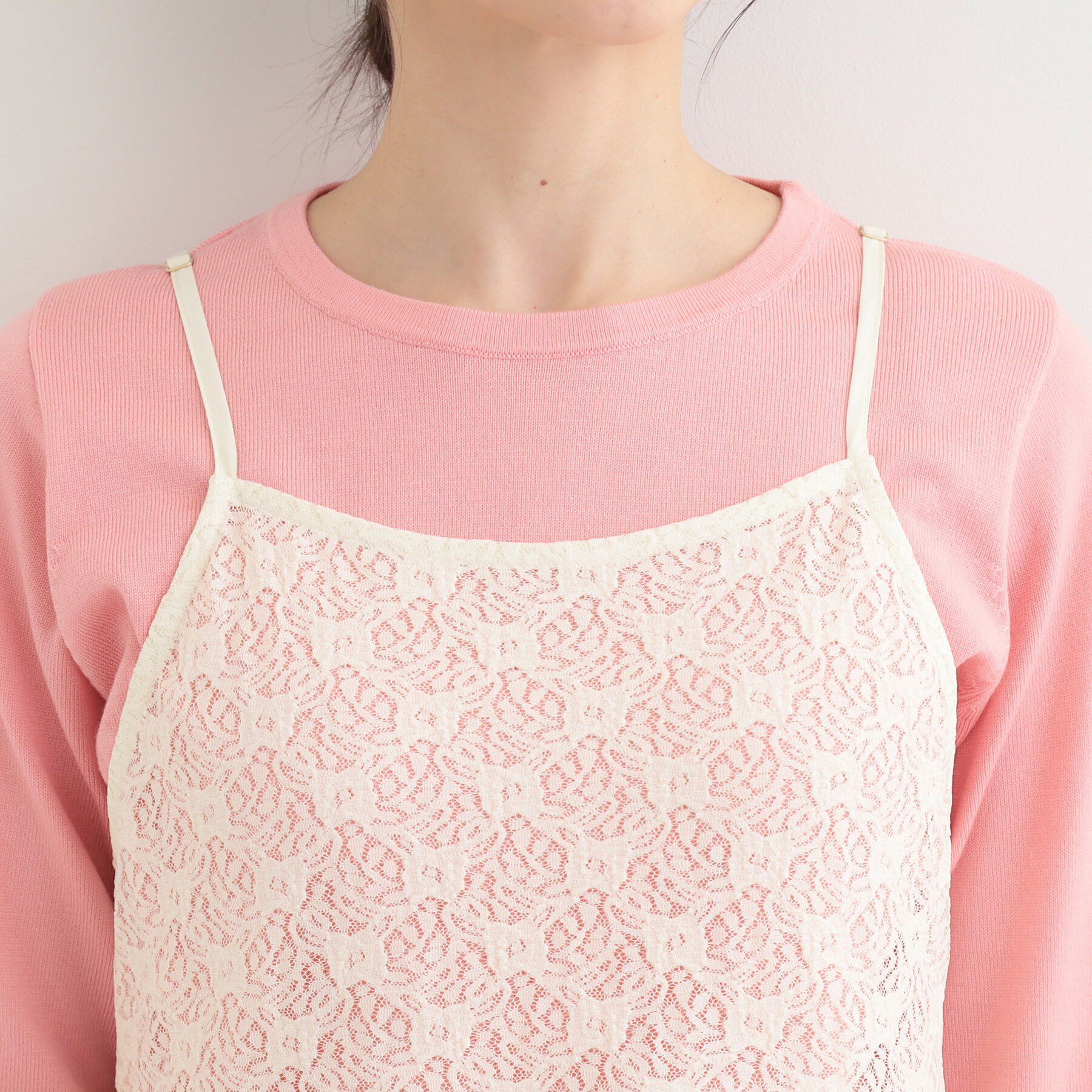 SHOO･LA･RUE「【前後2WAYネック】レイヤードスタイルにおすすめ レースキャミチュニック」|チュニック|