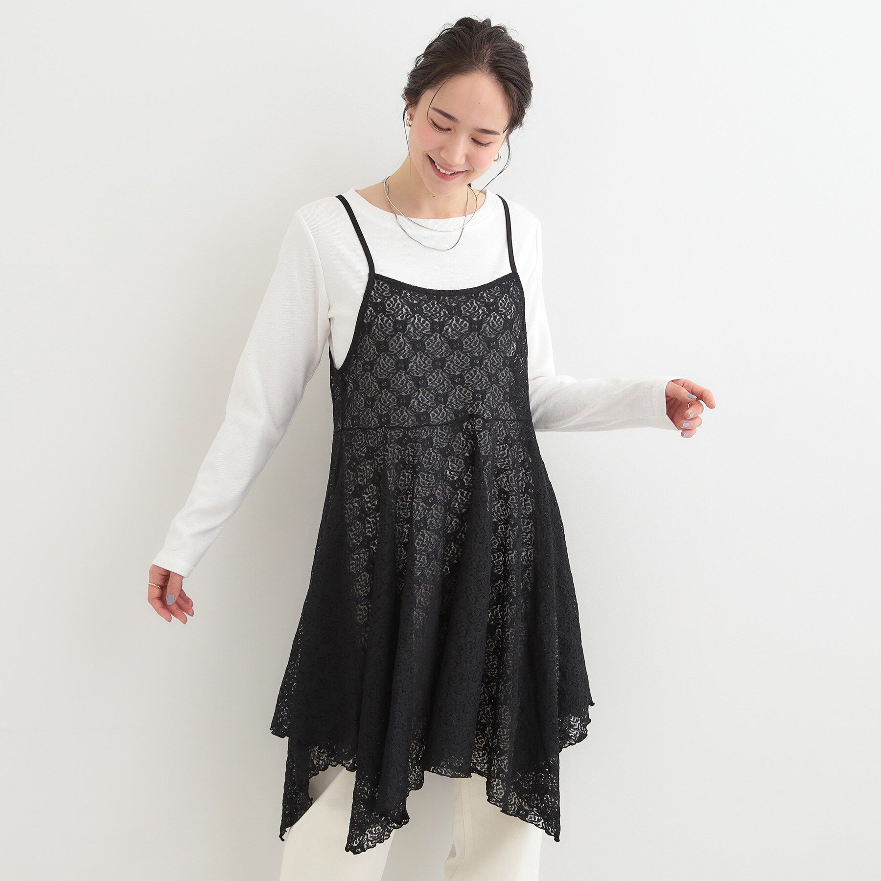 SHOO･LA･RUE「【前後2WAYネック】レイヤードスタイルにおすすめ レースキャミチュニック」|チュニック|