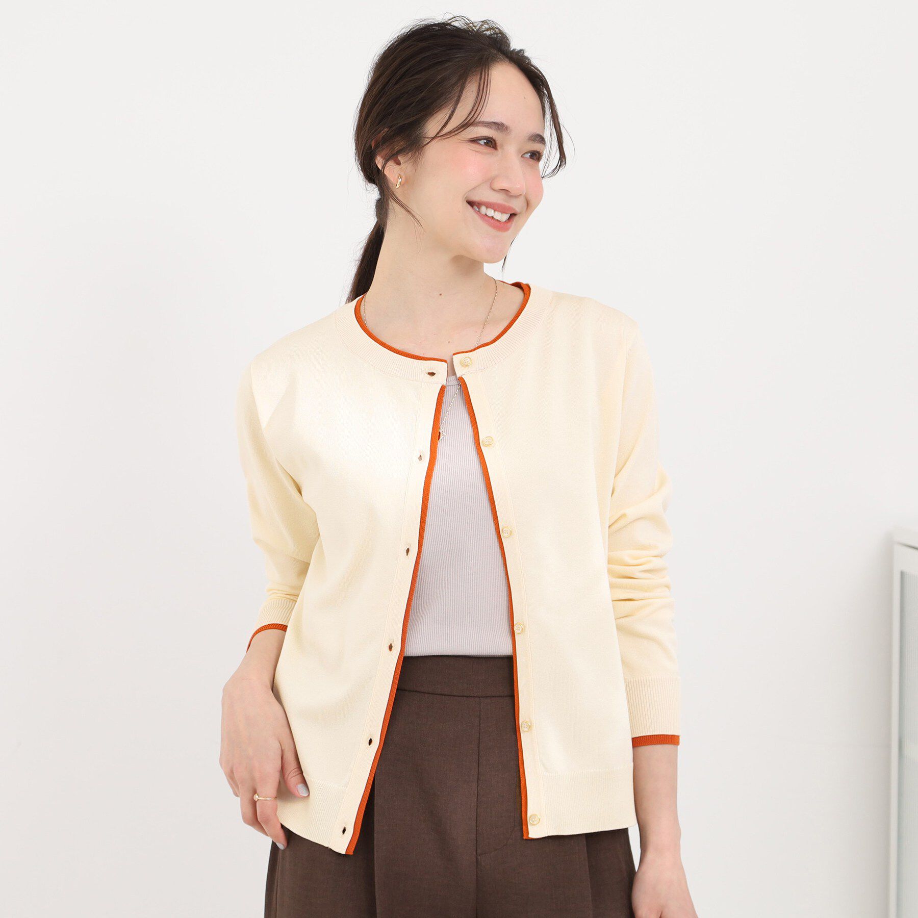 SHOO･LA･RUE「配色がコーデのアクセントに レイヤード風クルーカーディガン」|カーディガン|