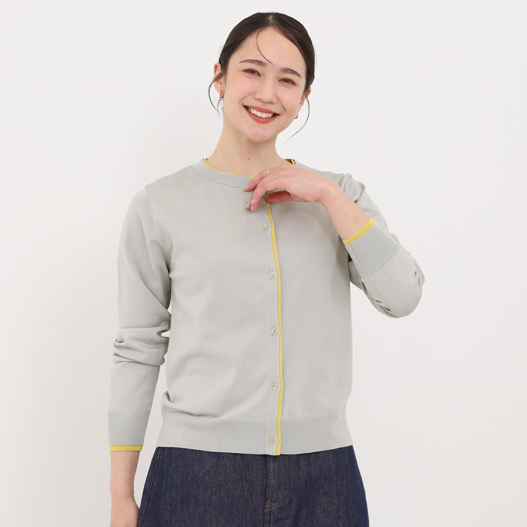 SHOO･LA･RUE「配色がコーデのアクセントに レイヤード風クルーカーディガン」|カーディガン|