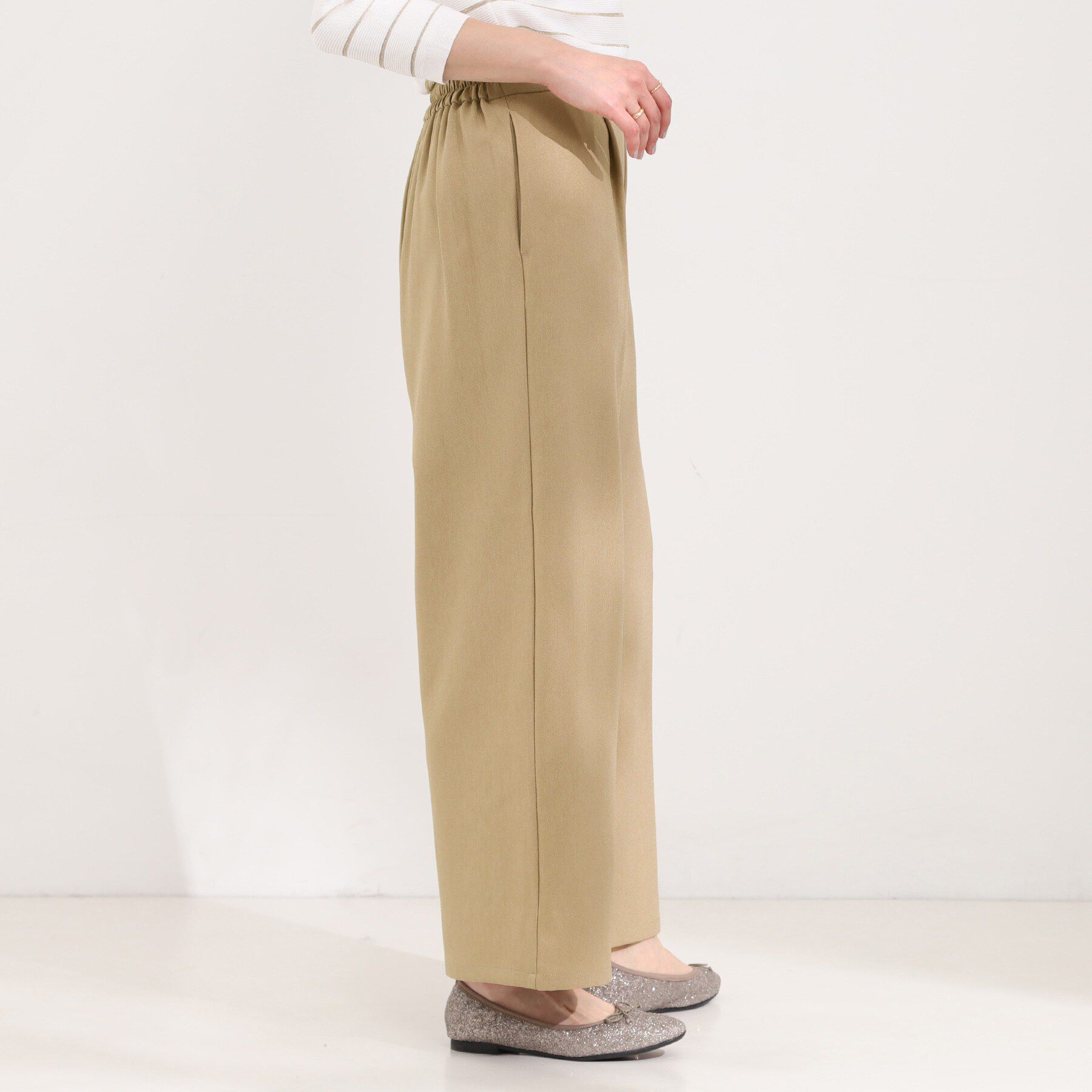 SHOO･LA･RUE「サイドボタンデニム風ワイドパンツ」|その他|