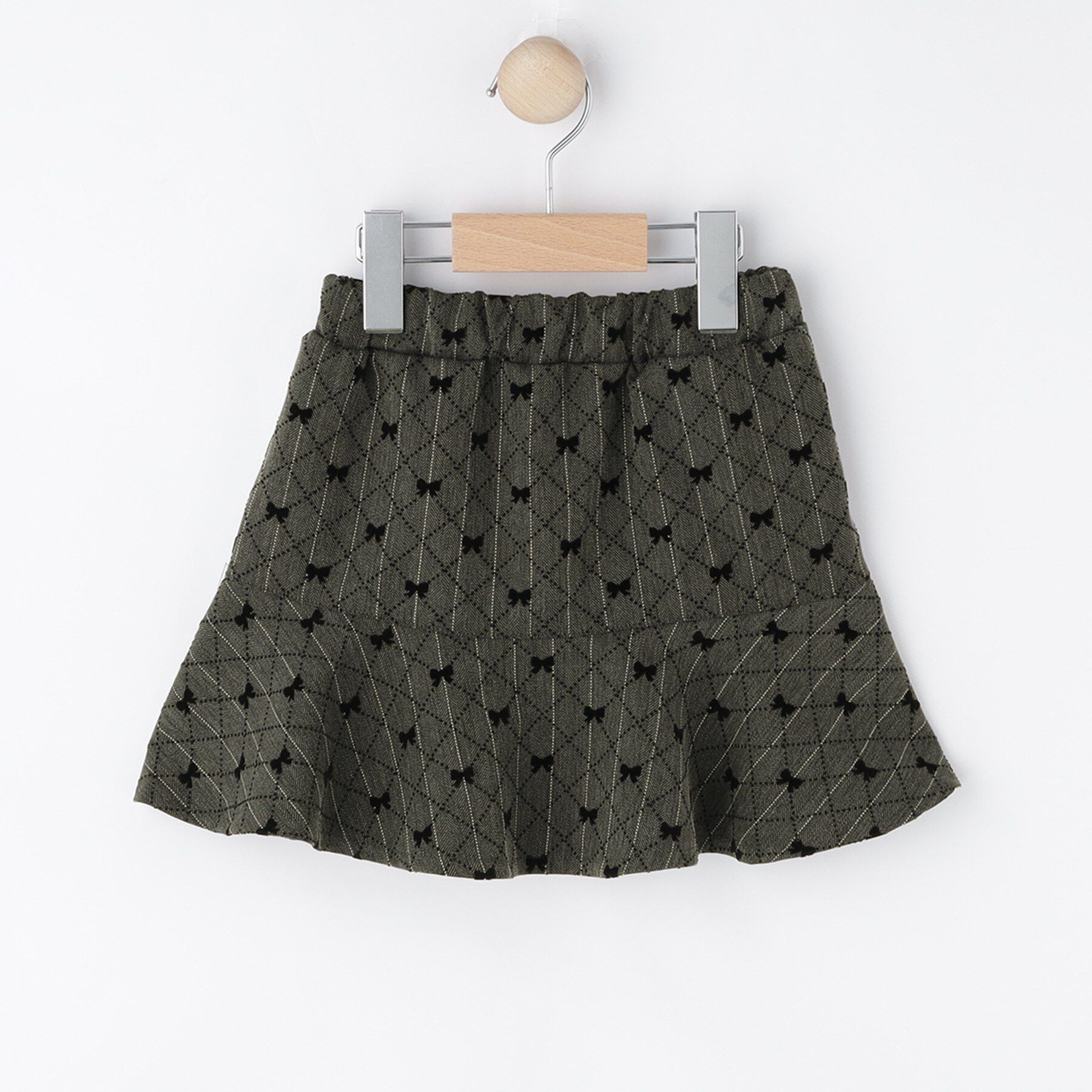 SHOO･LA･RUE「【100-140cm】フロッキーリボンスカート」|スカート|ブラック(319)